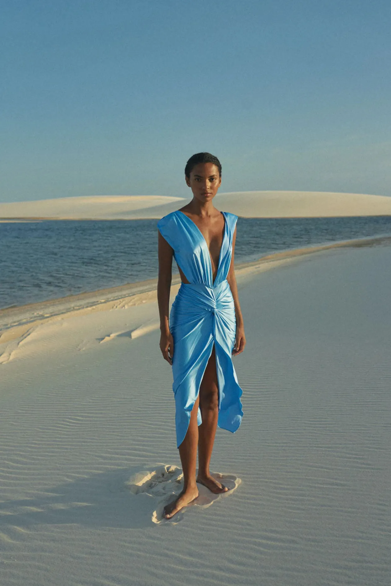 Baobab Open Back Mia Midi Dress in Sky