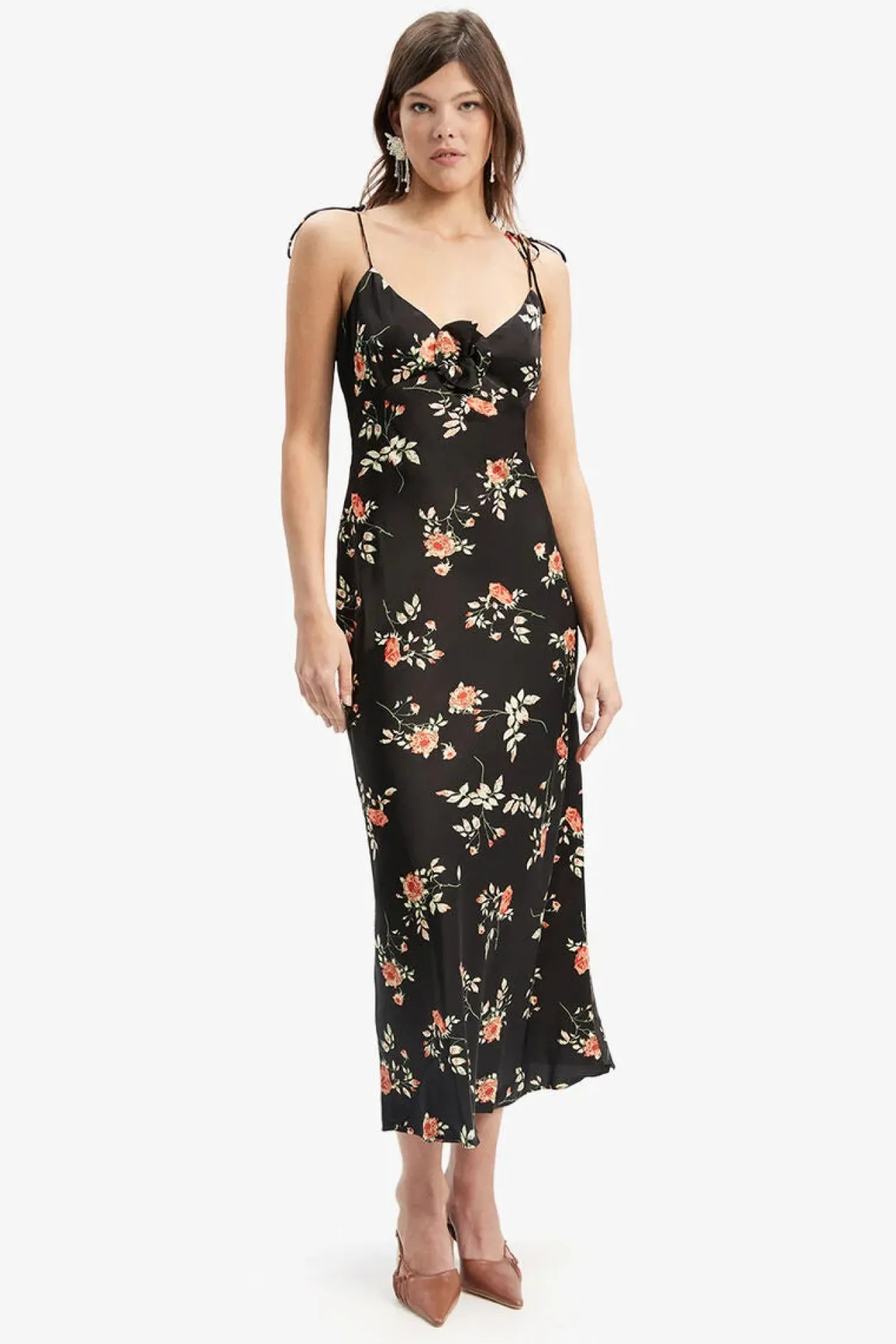 Bardot Andy Slip Midi Dress in Black Floral