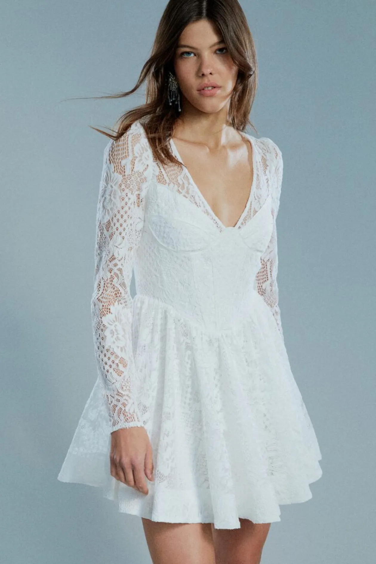 Bardot Ellie Lace Corset Dress in Ivory