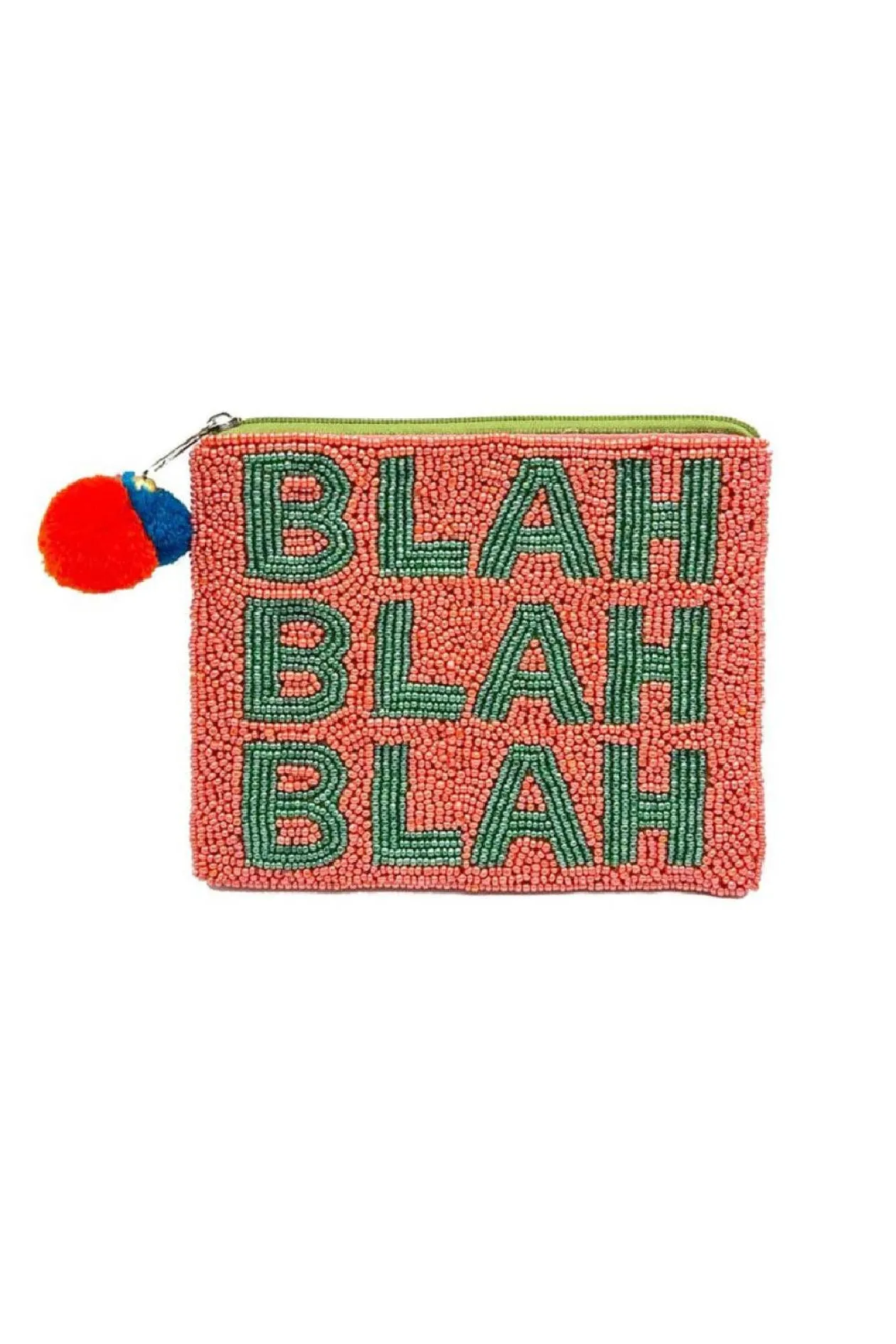 Blah Blah Blah Beaded Pouch Bag
