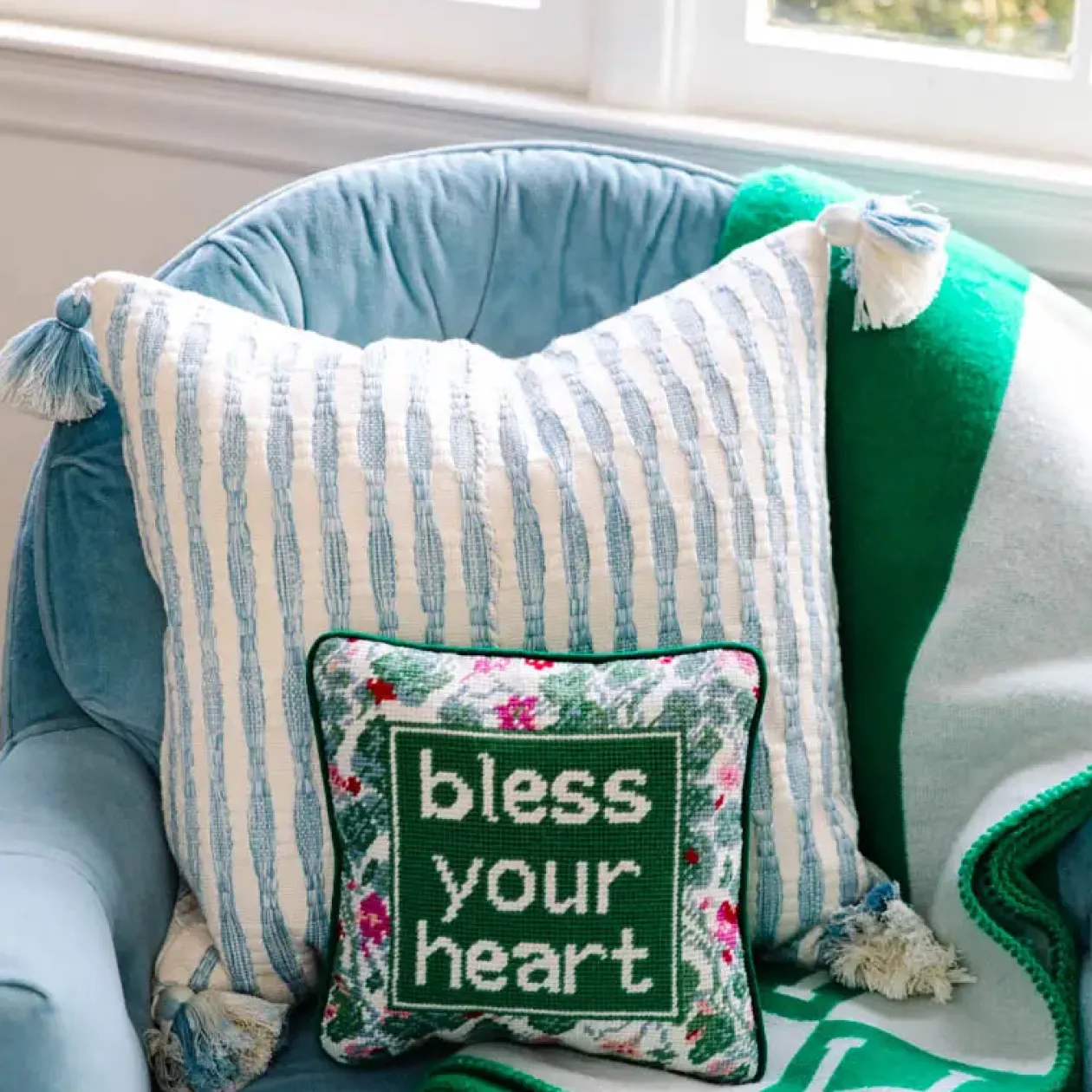 bless_your_heart_needlepo_2.webp Bless Your Heart Needlepoint Pillow