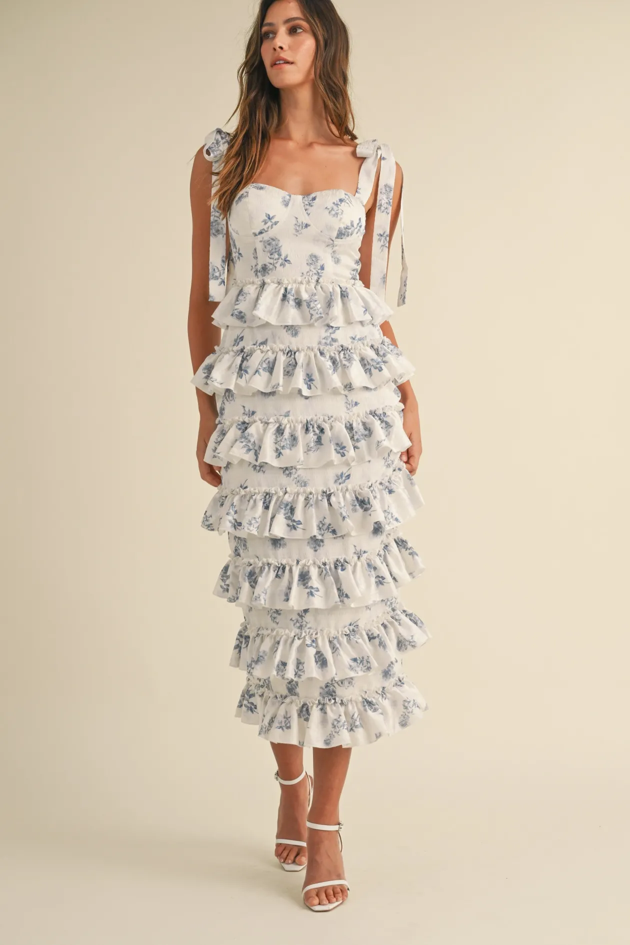 Blythe Floral Bustier Midi Dress