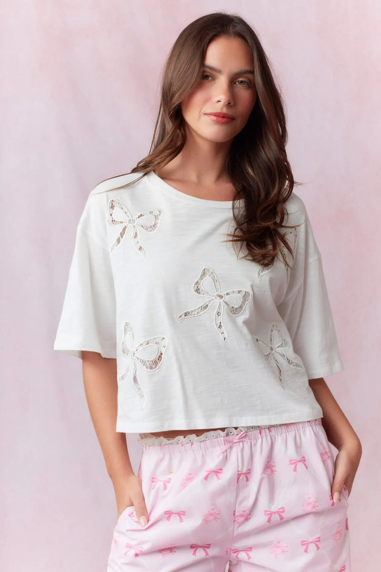 Bow Lace Laser Cut Tee