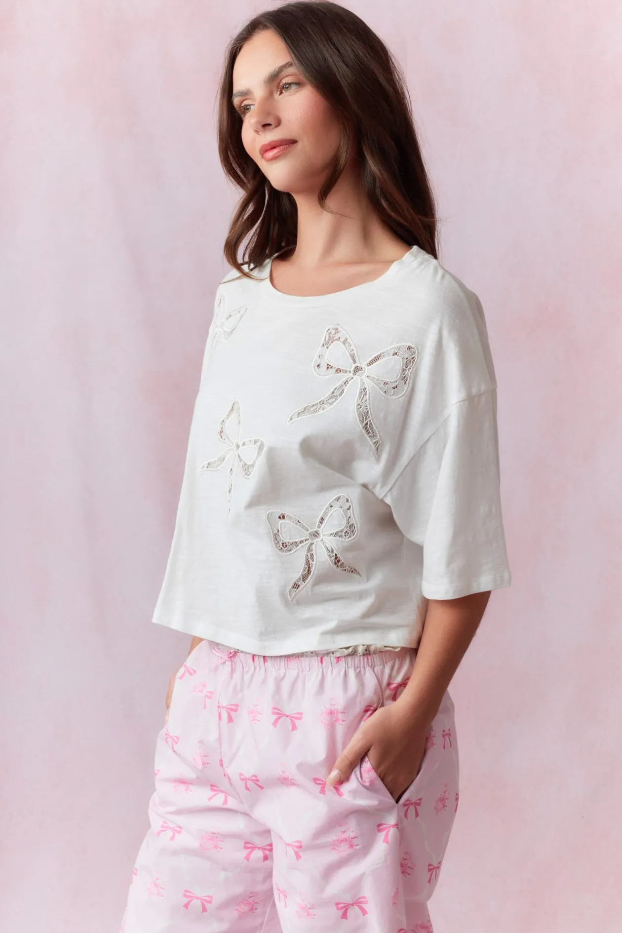 Bow Lace Laser Cut Tee