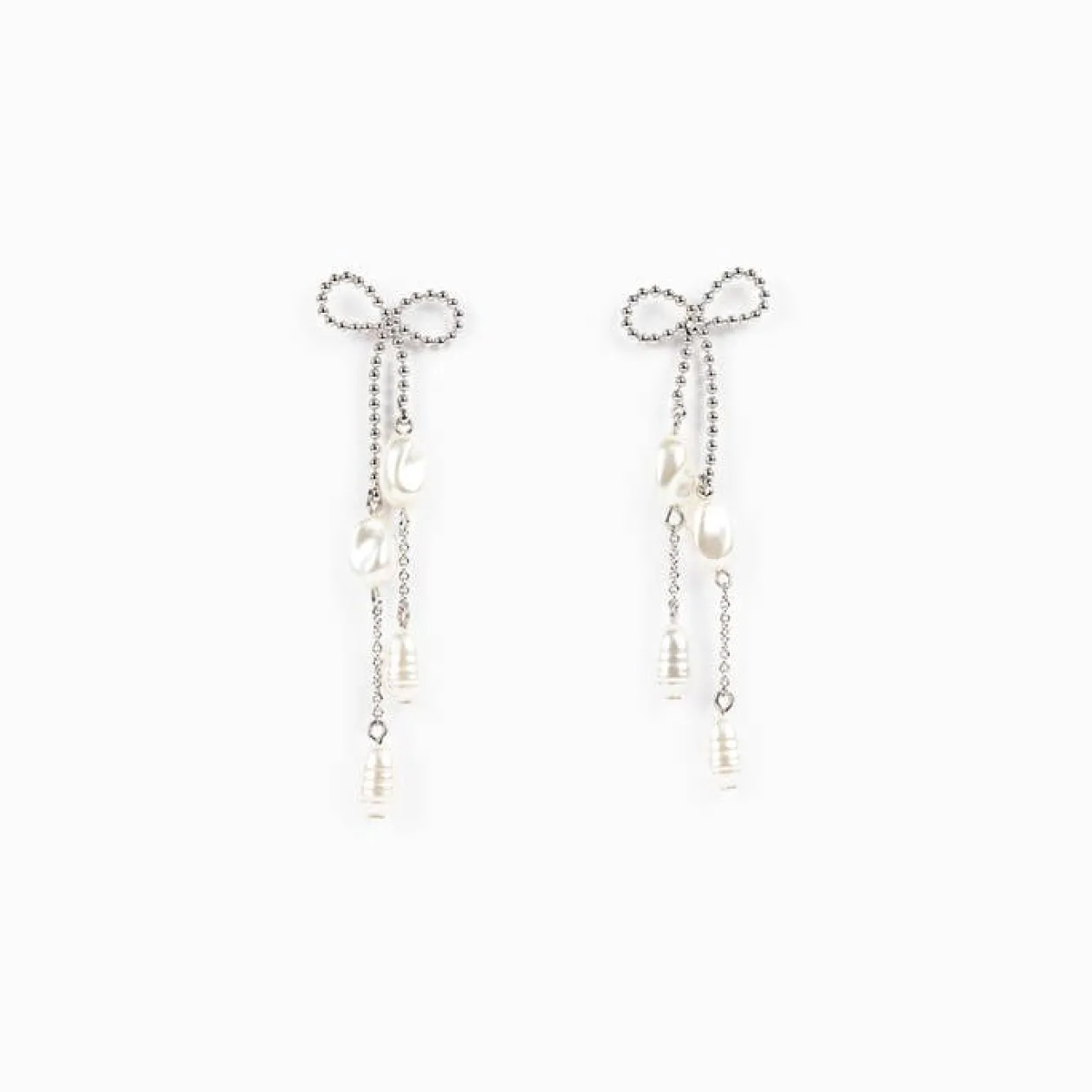 Bow Pearl Deco Drop Earrings