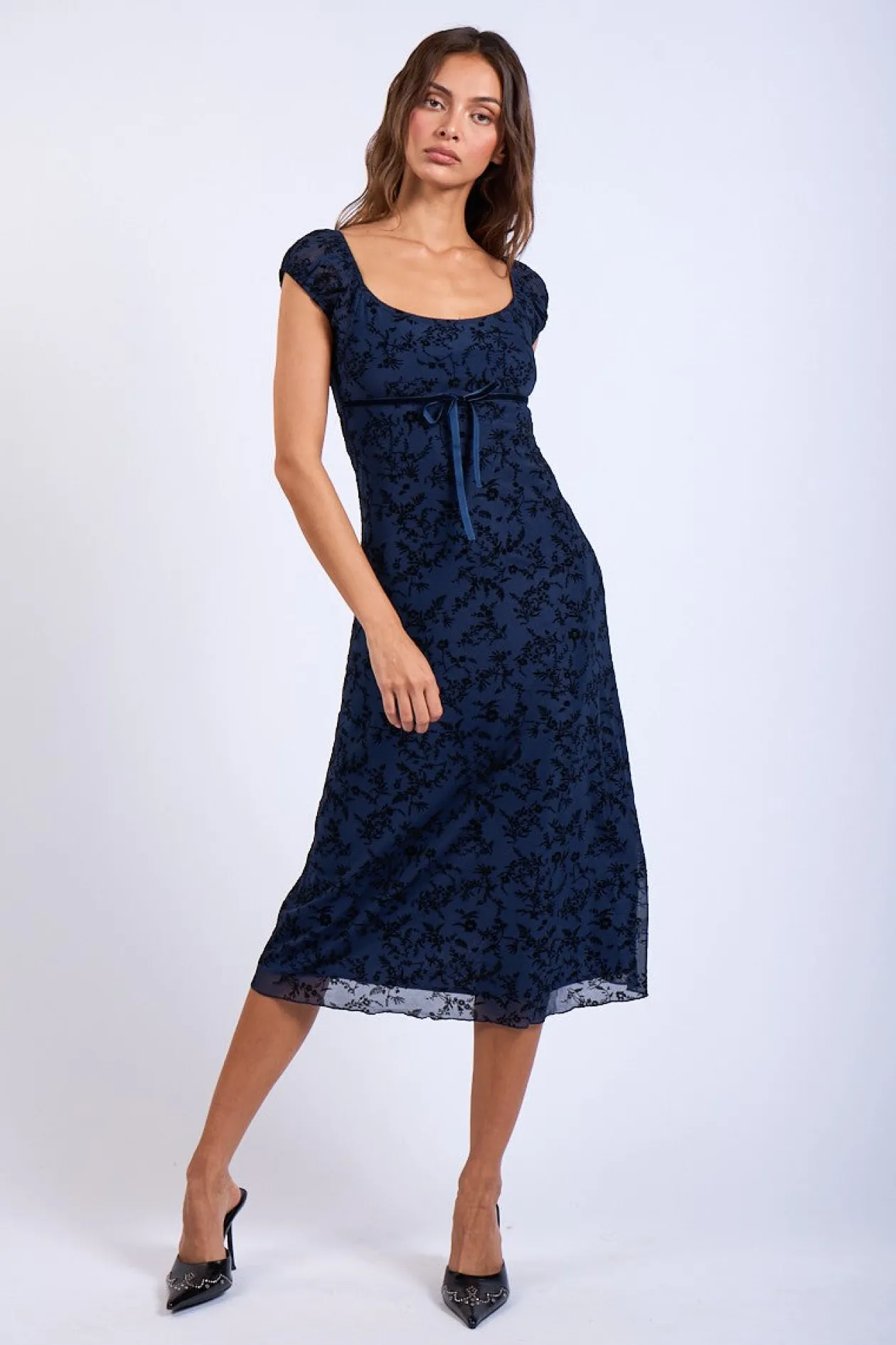 Burnout Velvet Midi Dress