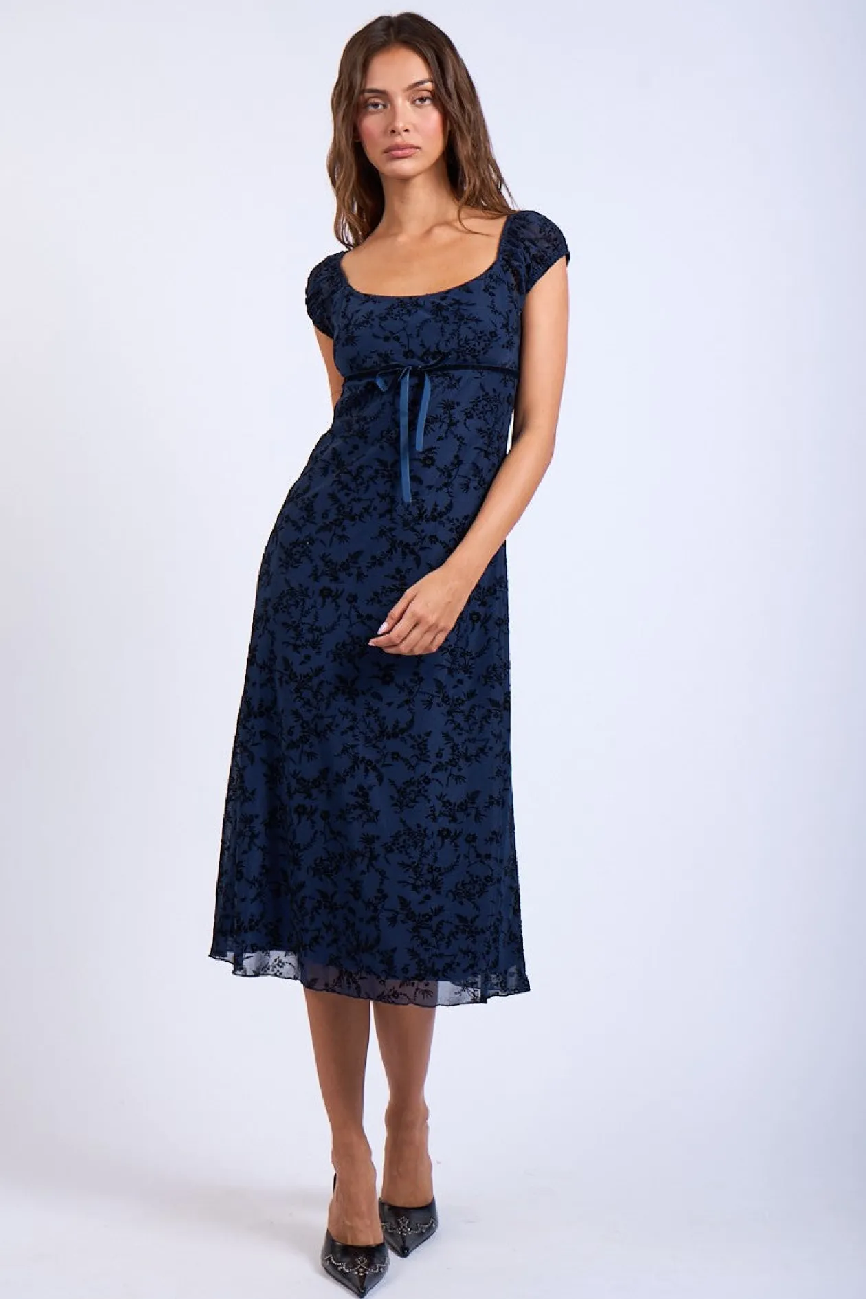 Burnout Velvet Midi Dress