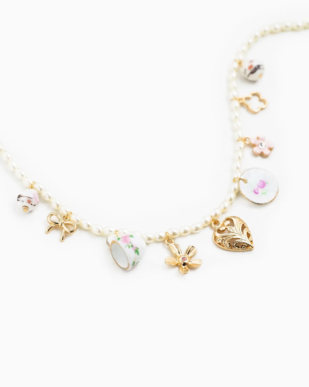 Ceramic and Pearl Charm Necklace