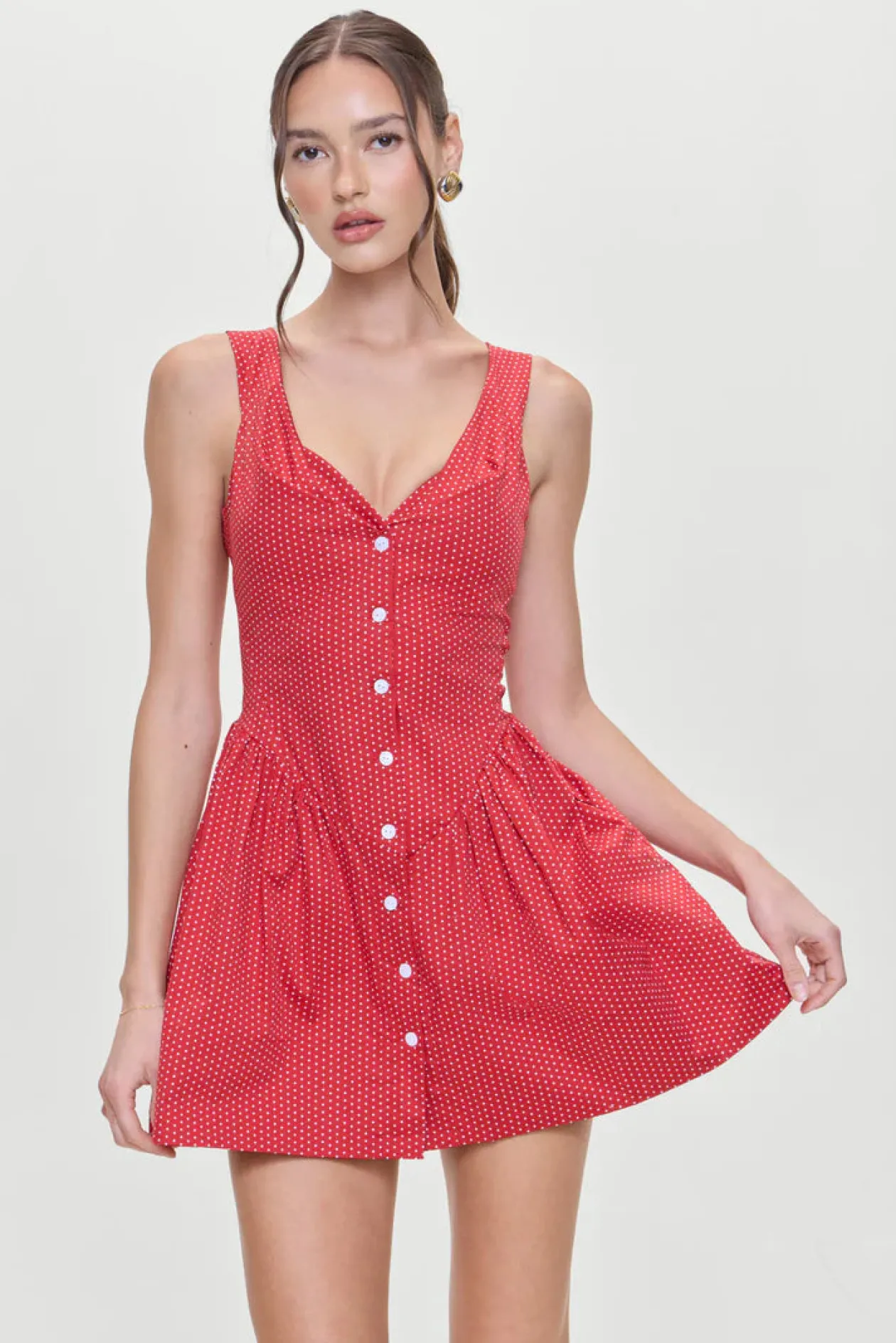 Charlotte Poplin Mini Dress in Ladybug Gingham