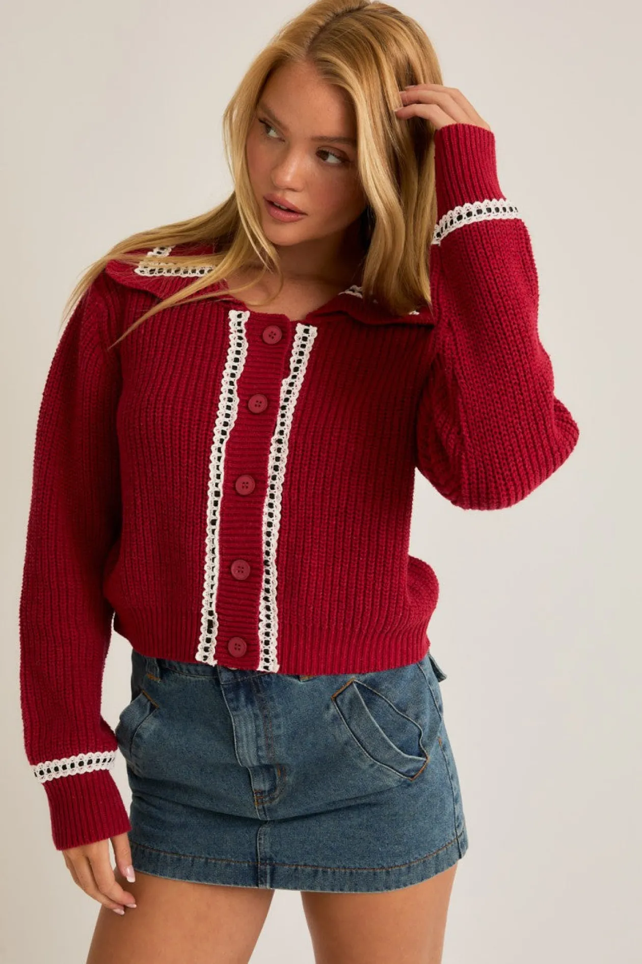 Ciara Lace Trim Cardigan