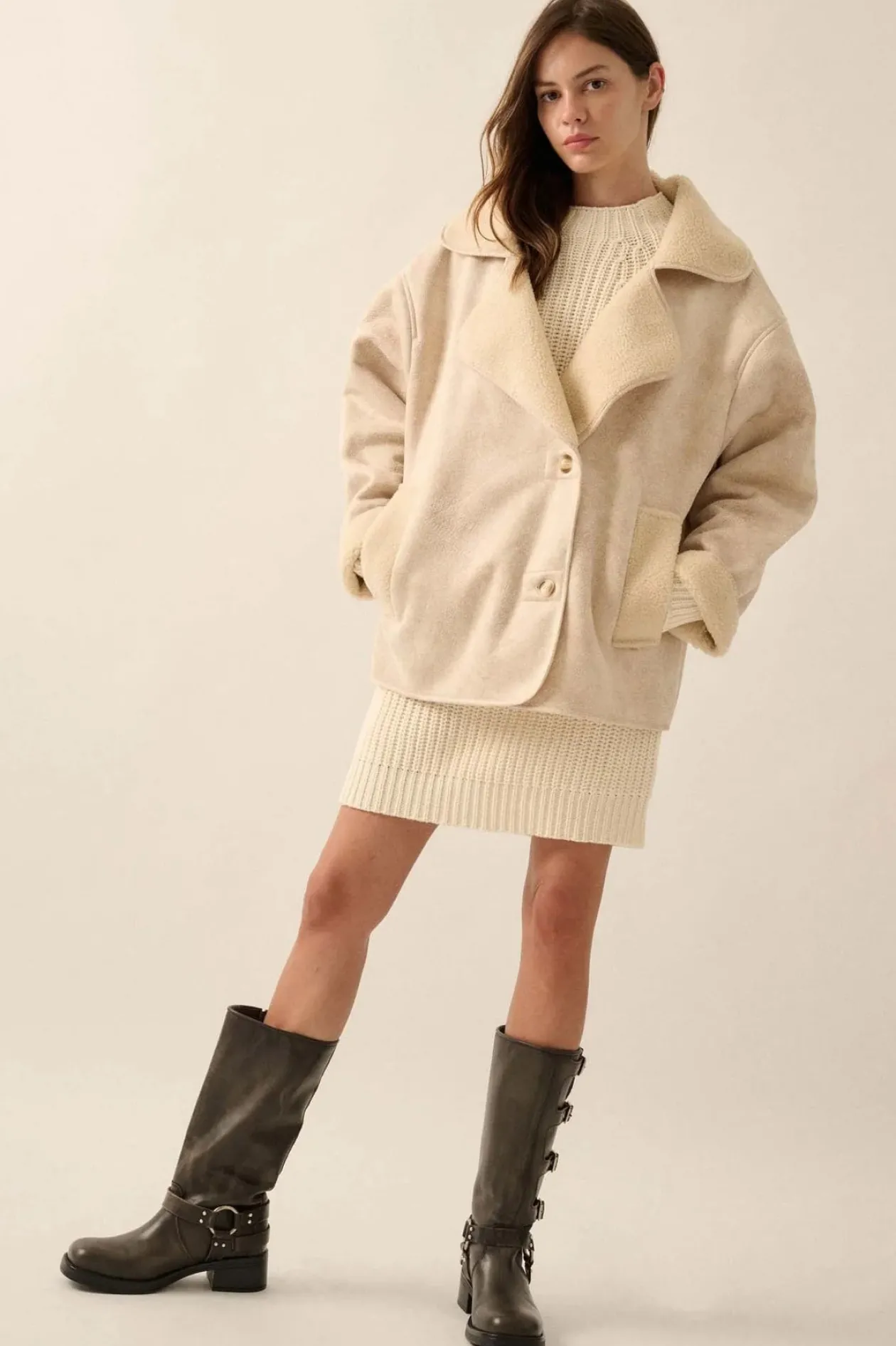 Coconut Milk Shearling Jacket