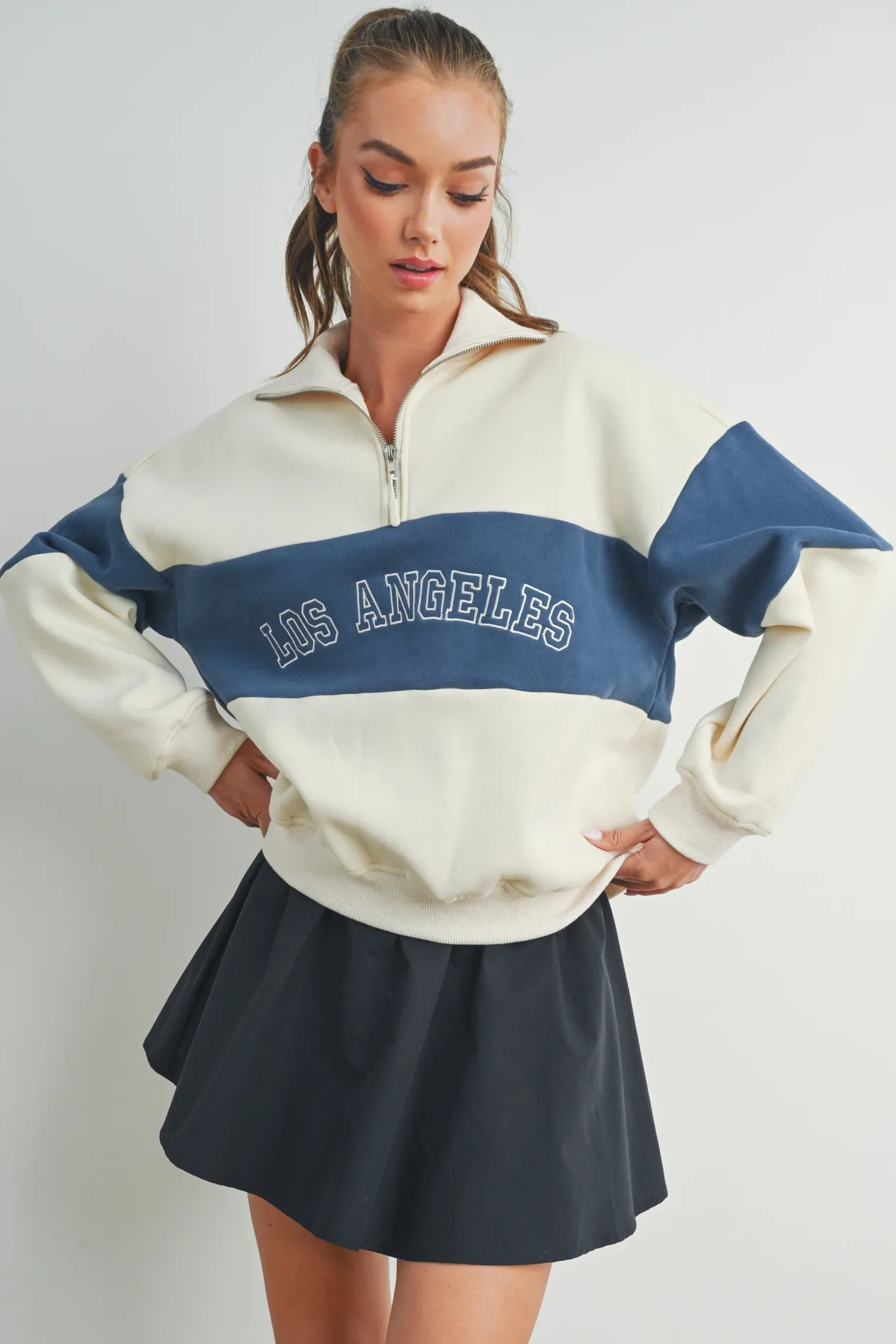 Colorblock LA Embroidered Zip Up