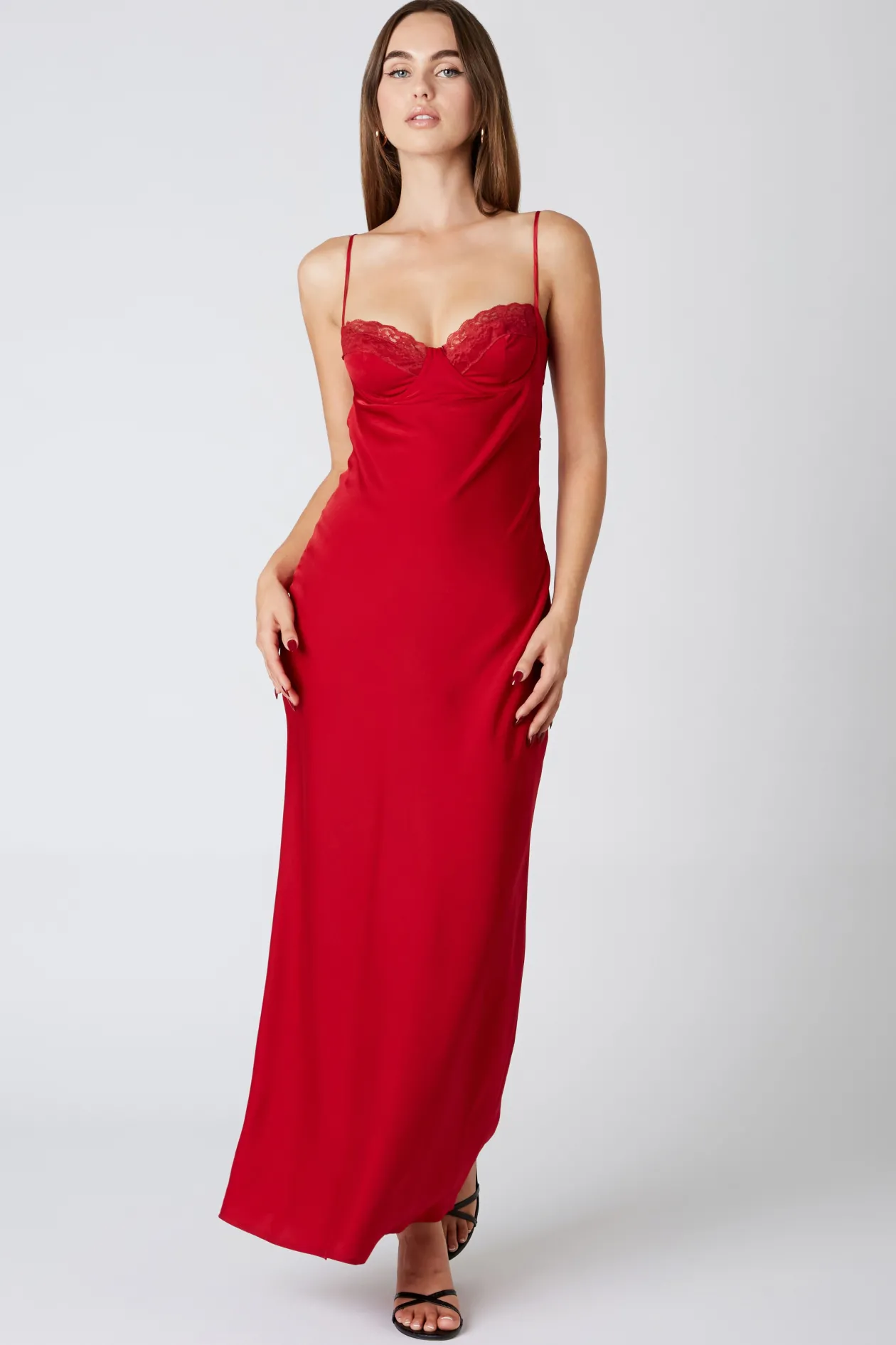 Crimson Red Maxi Slip Dress