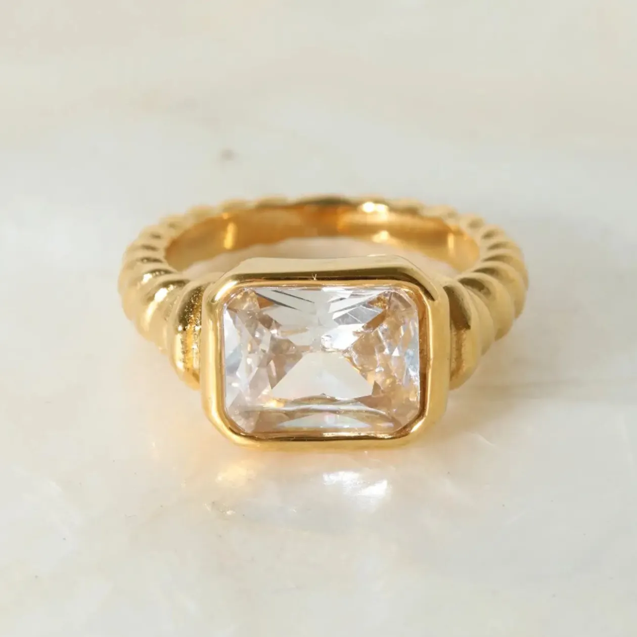 Crystal Croissant Ring