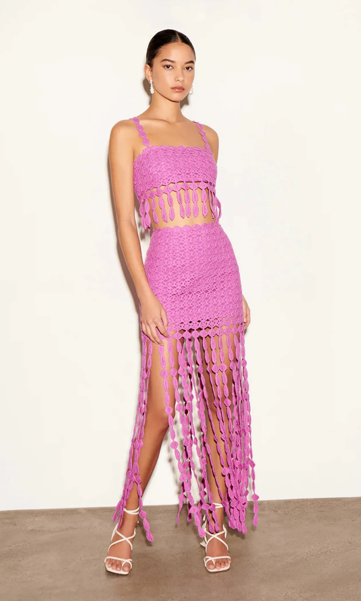 Elie Fringe Embroidery Midi Skirt