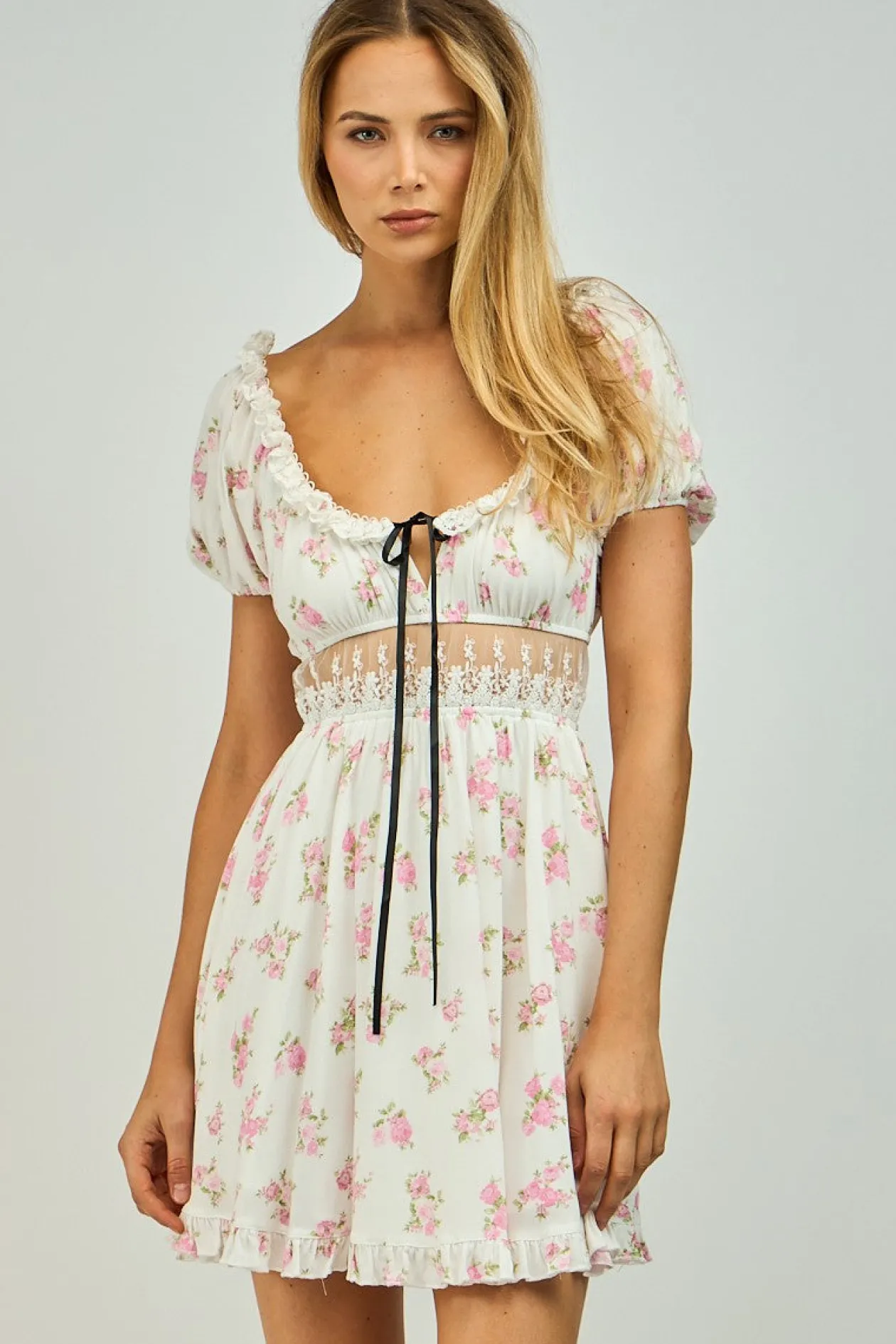 Eloise Lace Trim Mini Dress