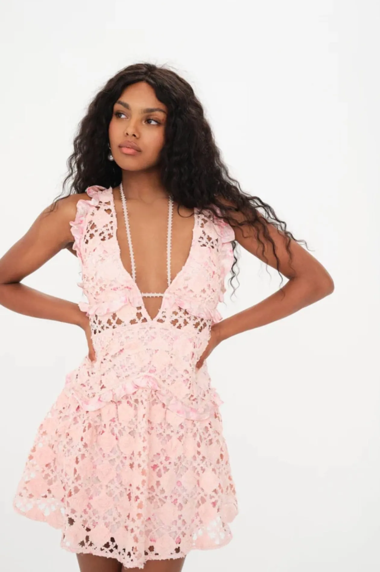 For Love & Lemons Alessia Mini Dress in Pink