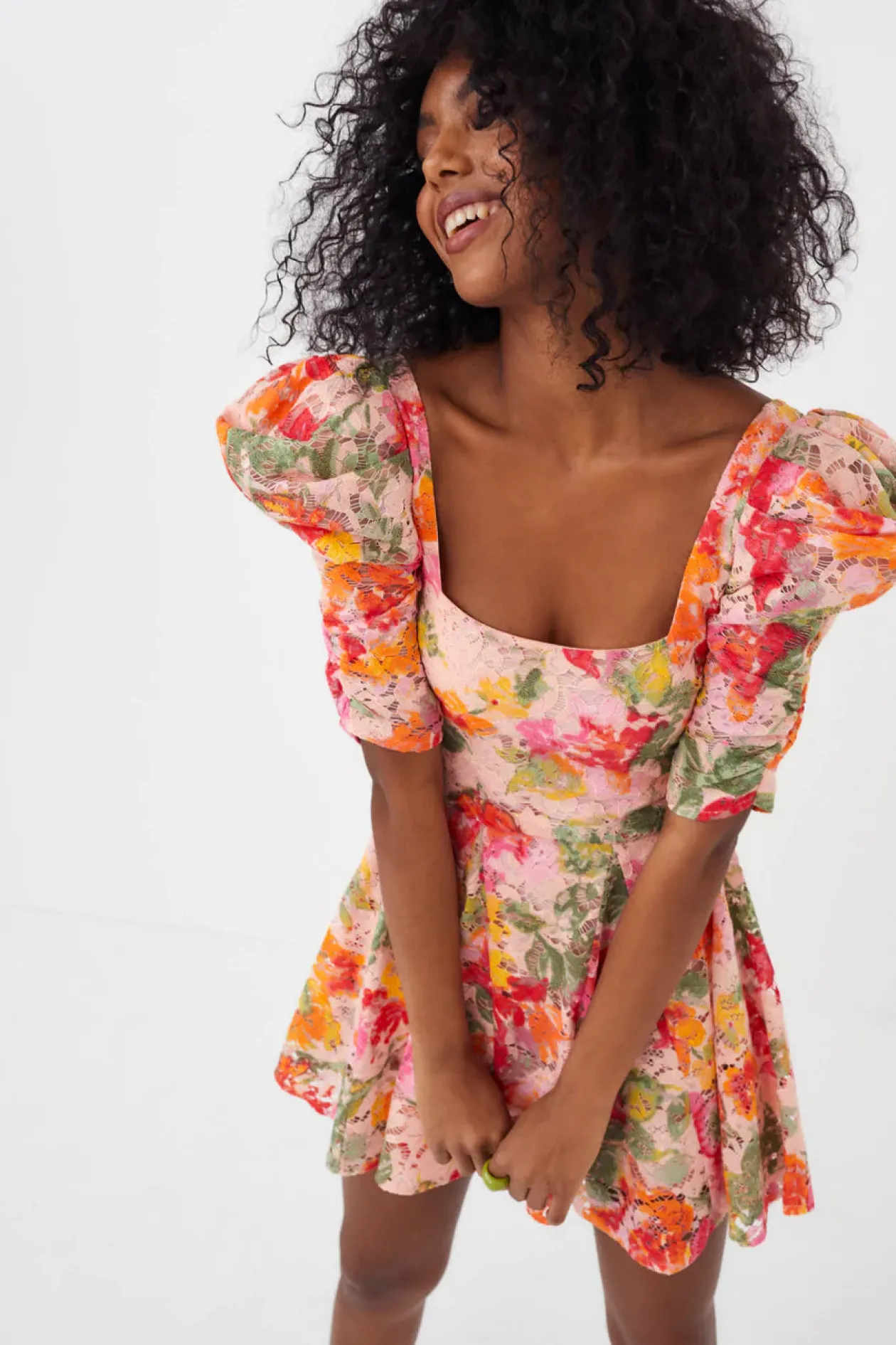 For Love & Lemons Dascha Puff Sleeve Mini Dress