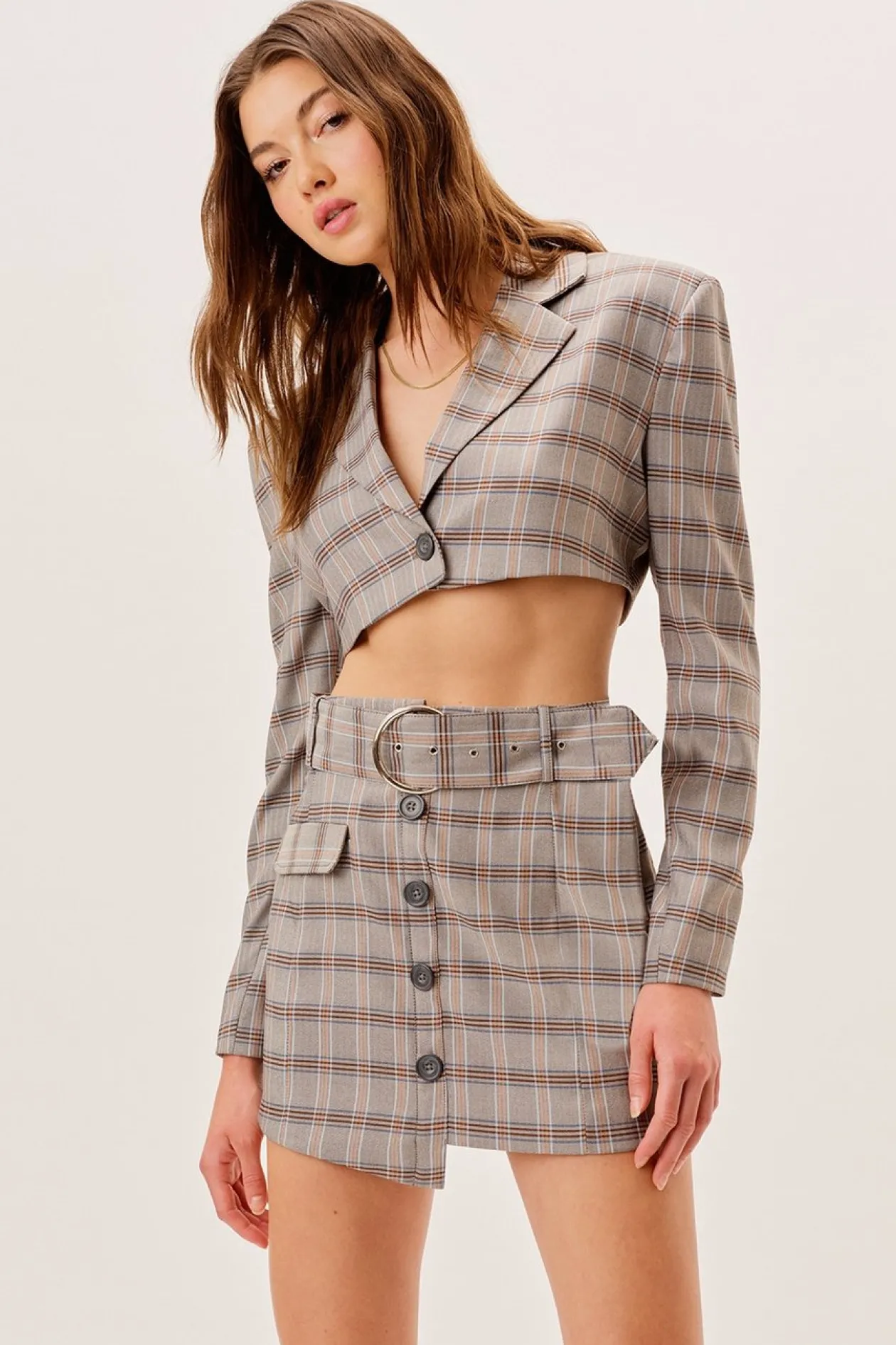 For Love & Lemons Kym Mini Skirt in Grey