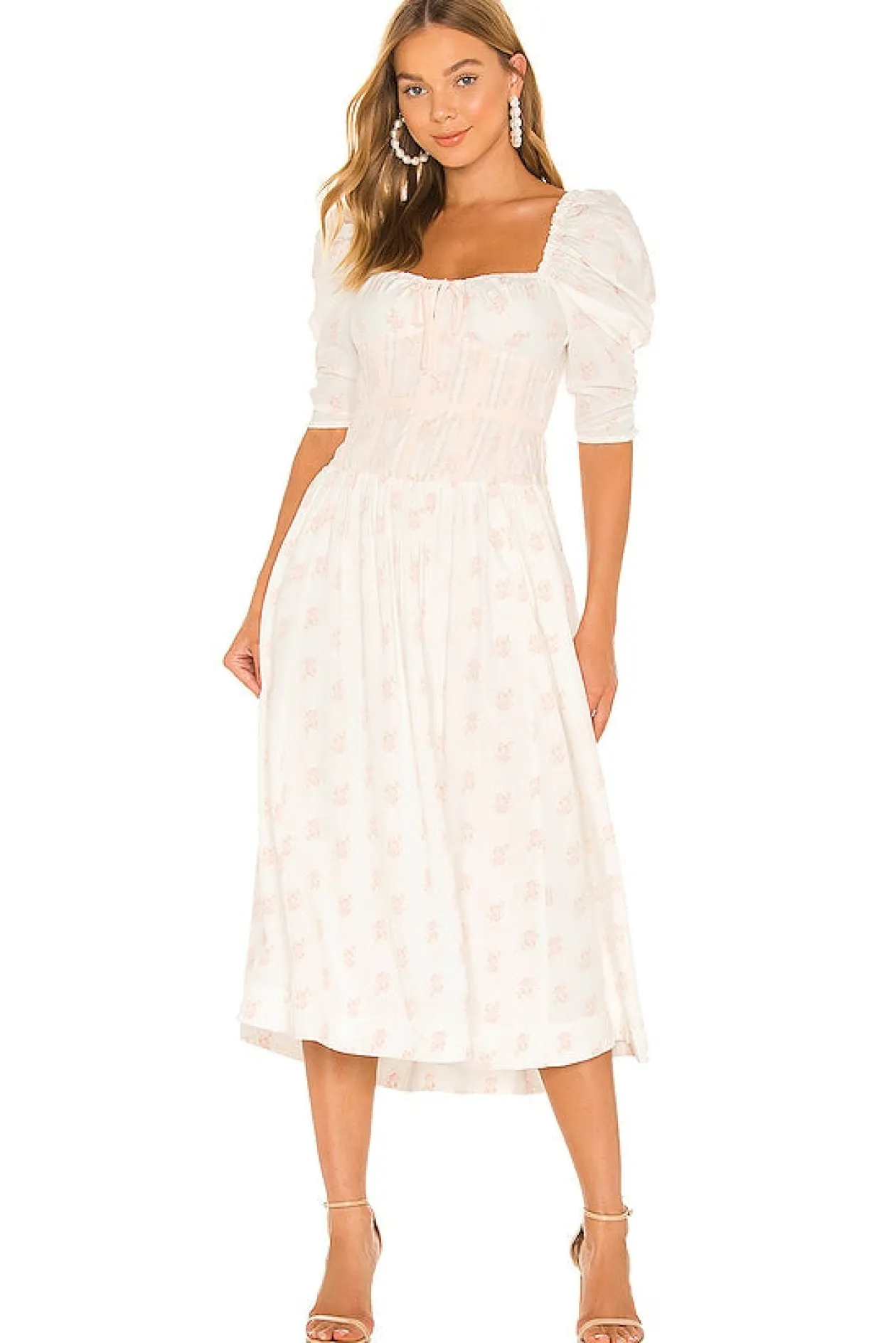 For Love & Lemons Lynne Midi Dress in White