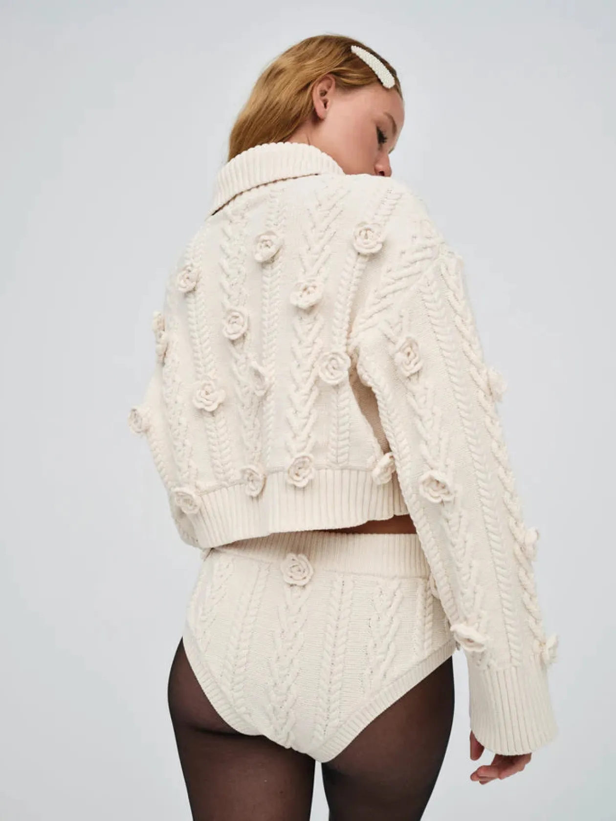 For Love & Lemons Martina Cropped Sweater