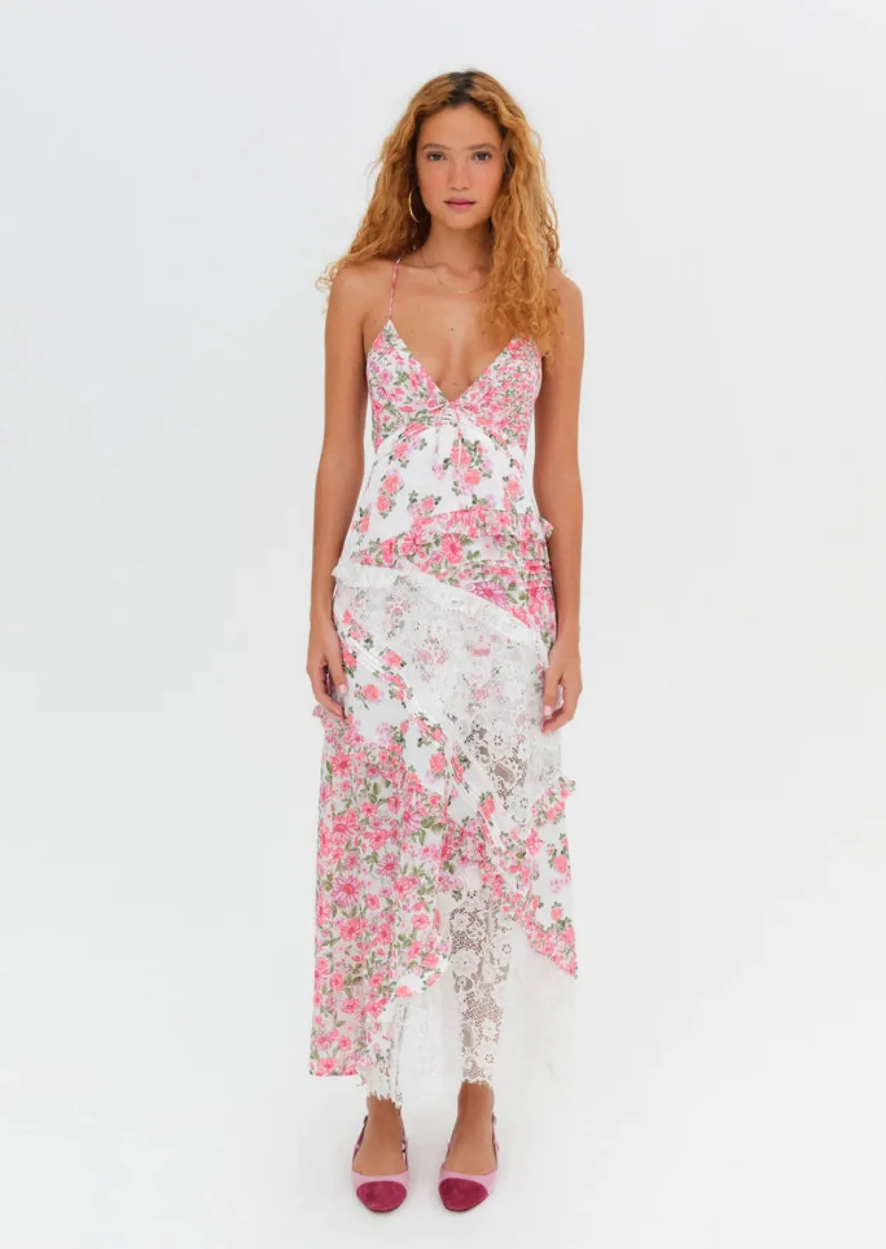 For Love & Lemons Rosalyn Maxi Dress in Pink
