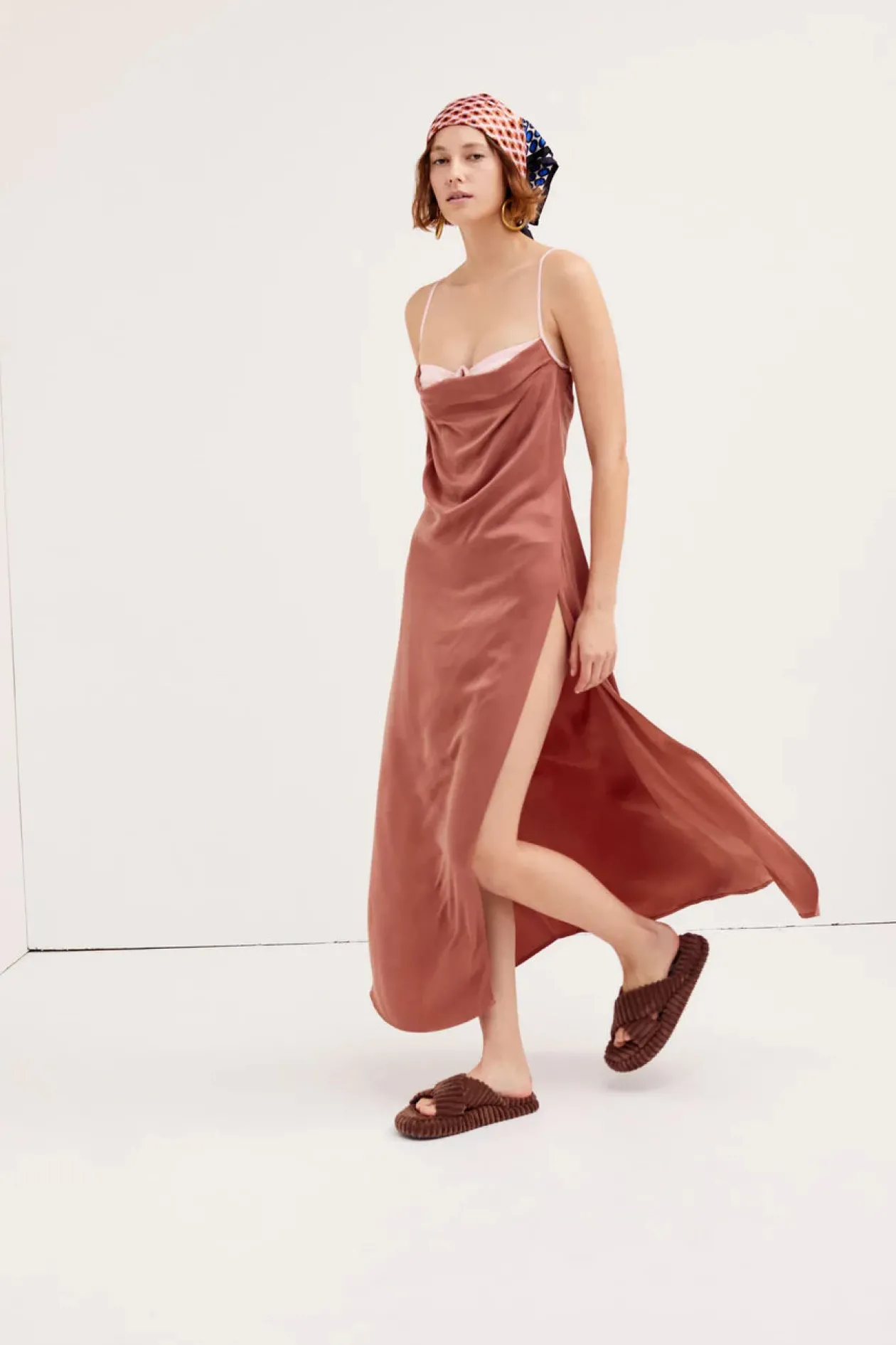 For Love & Lemons Viv Maxi Dress in Brown