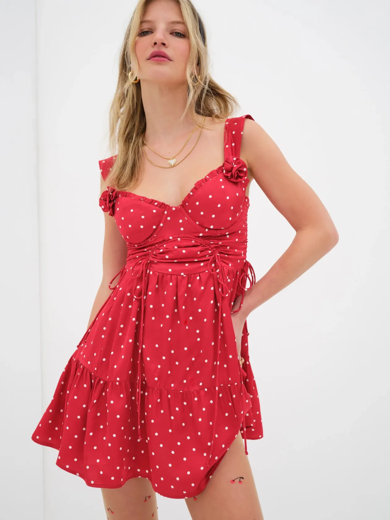 For Love & Lemons Willa Mini Dress in Red