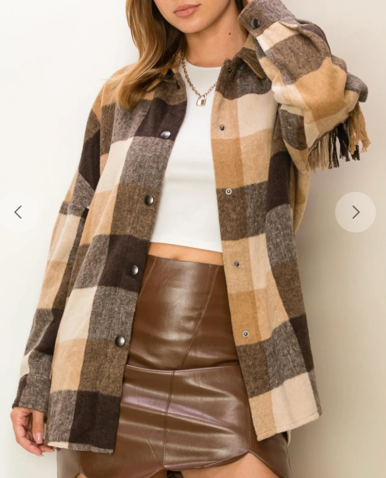 Fringe Plaid Shacket