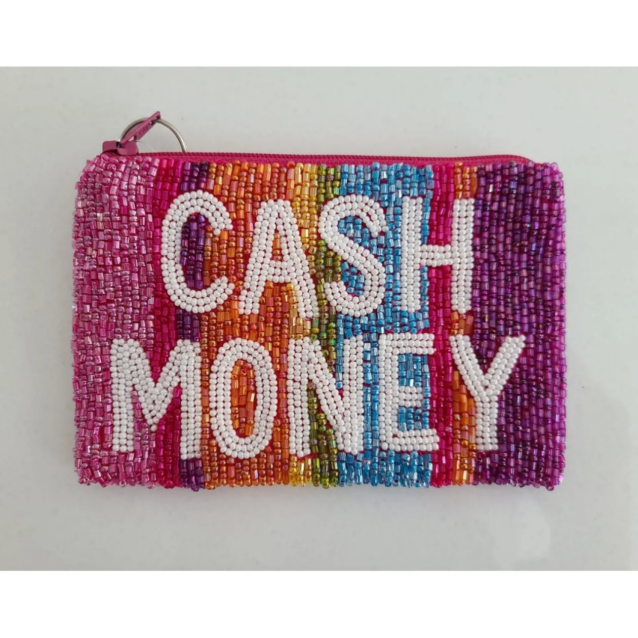 Fuschia Cash Money Beaded Pouch