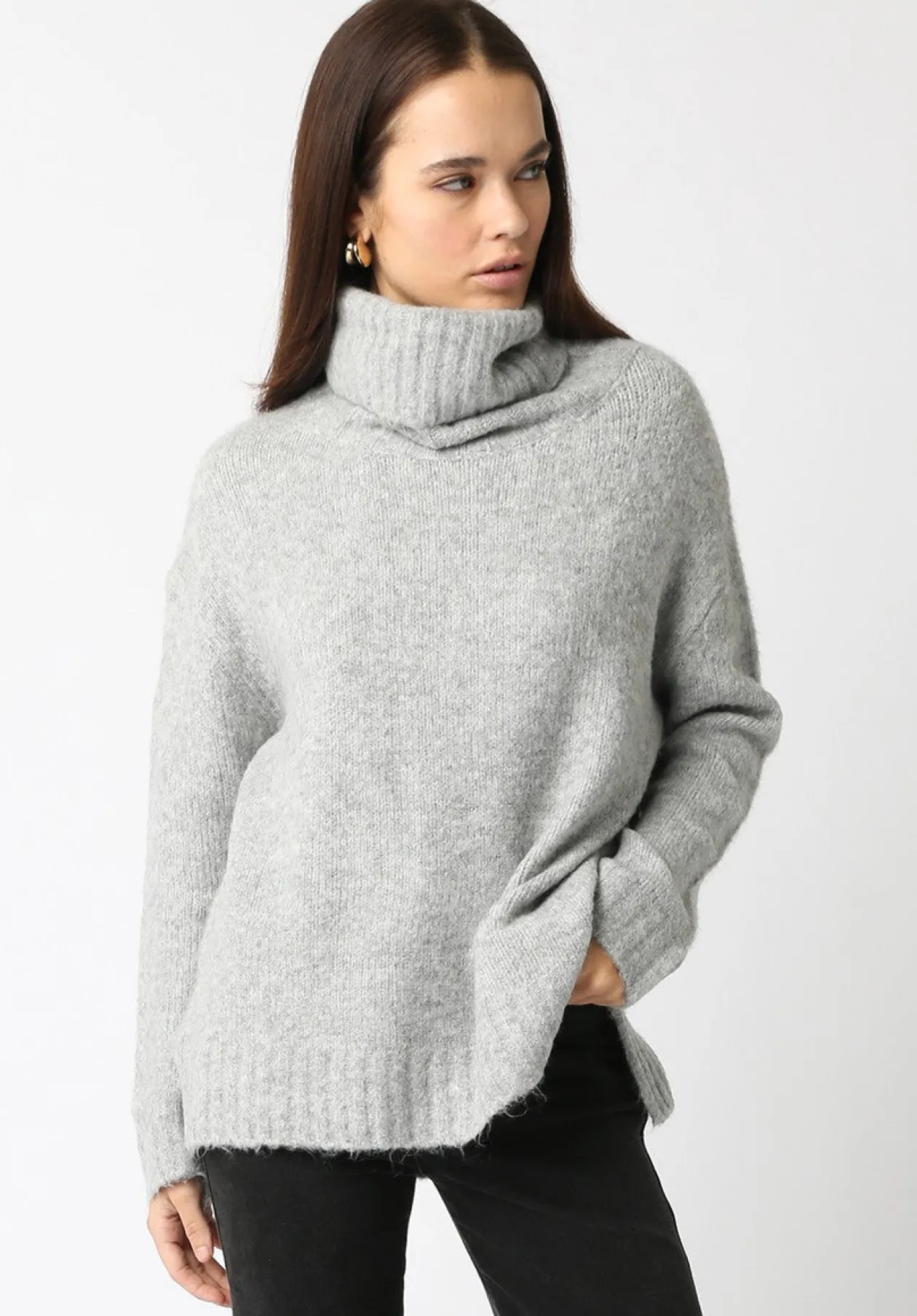 Fuzzy Turtleneck Oversized Sweater