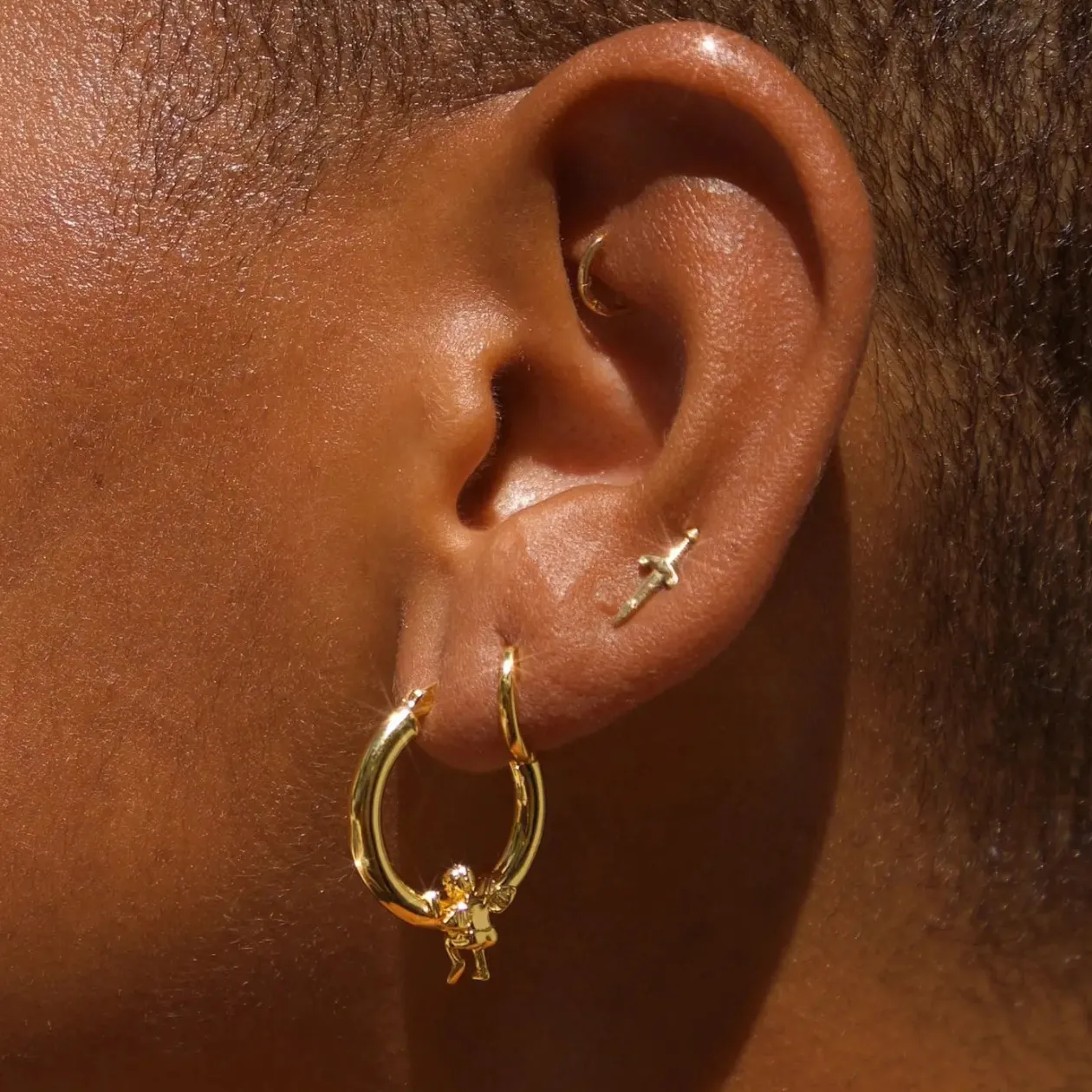 Gold Cherub Hoops