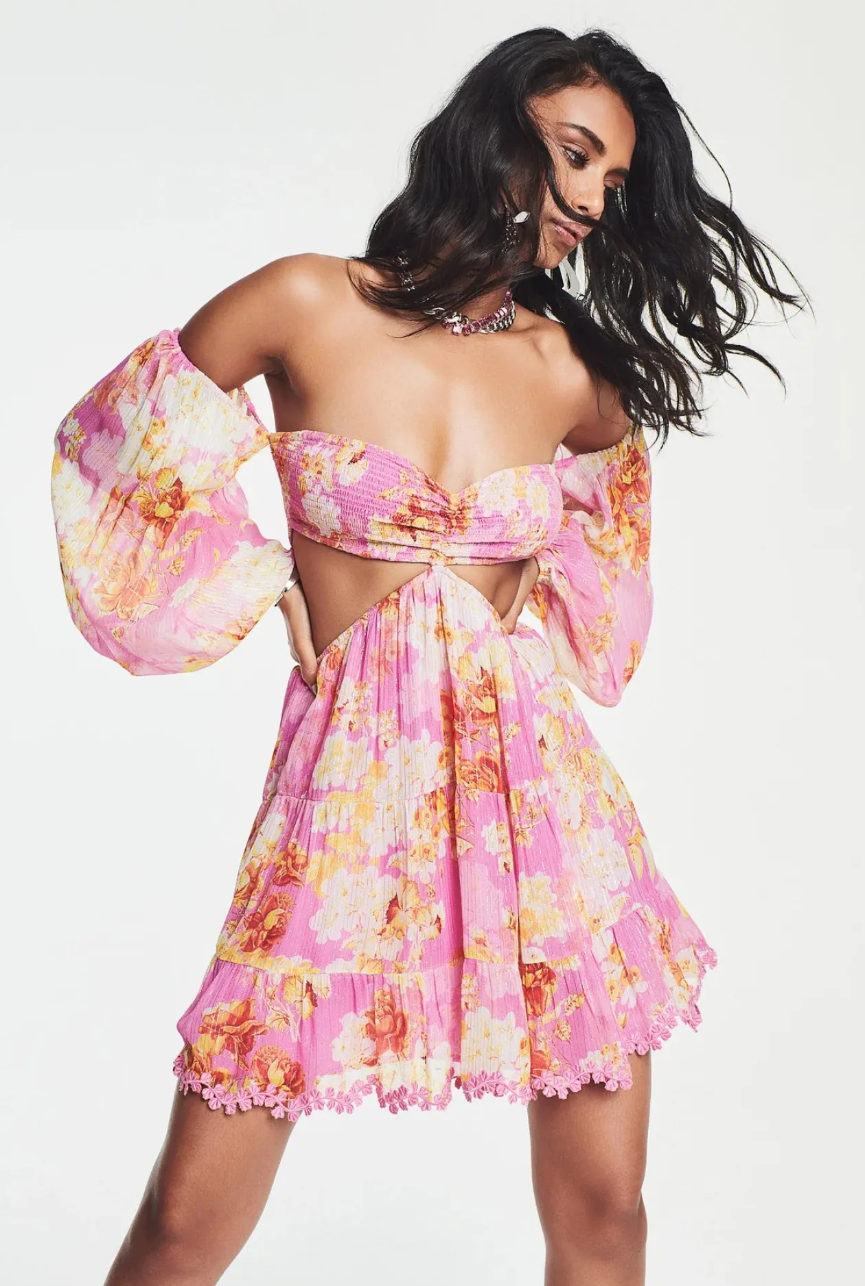 Hemant & Nandita Auril Off Shoulder Lurex Dress