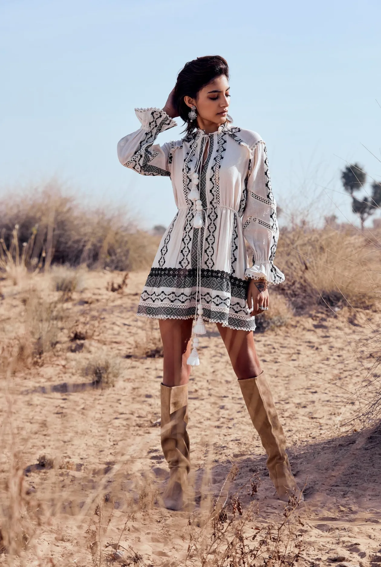 Hemant & Nandita Moira Boho Short Dress
