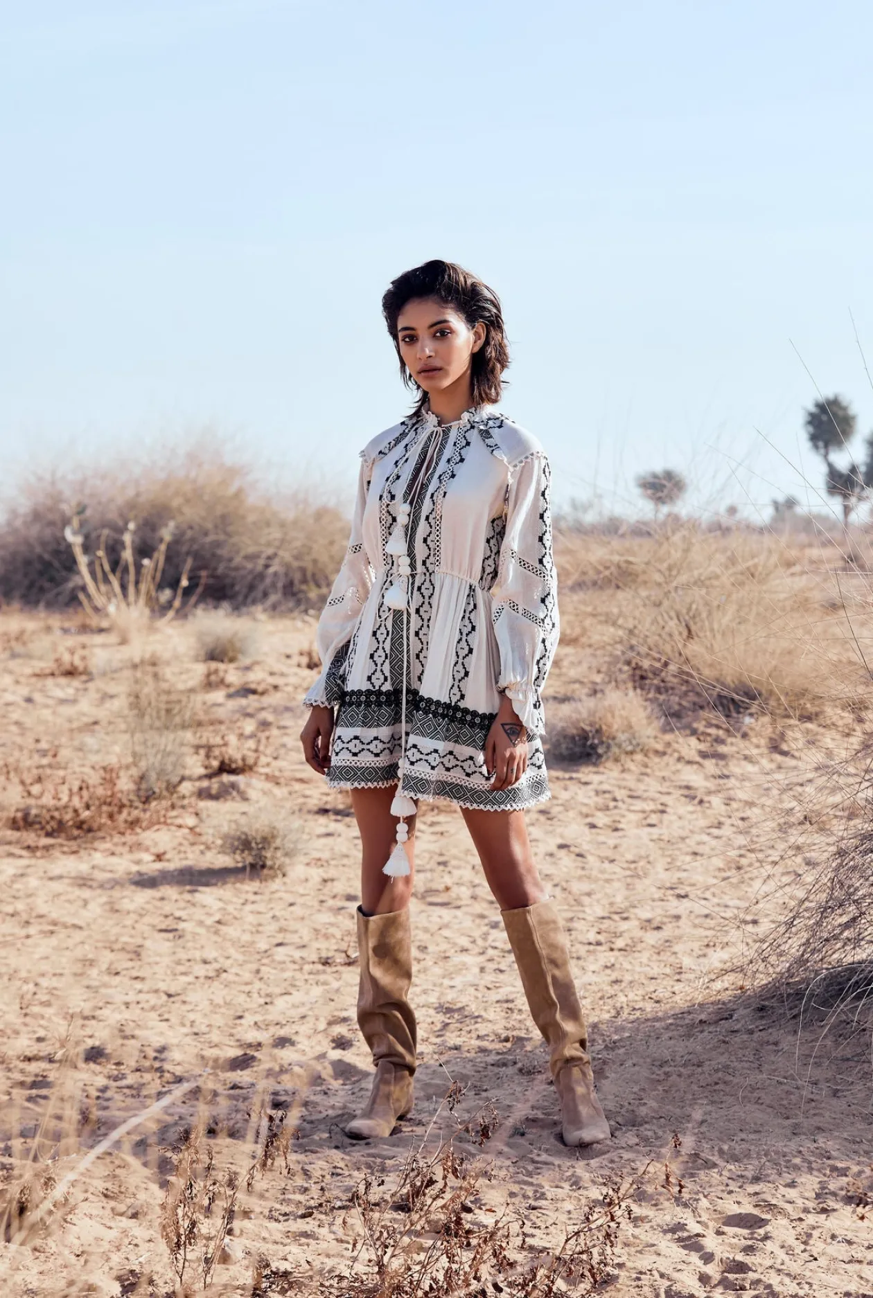 Hemant & Nandita Moira Boho Short Dress