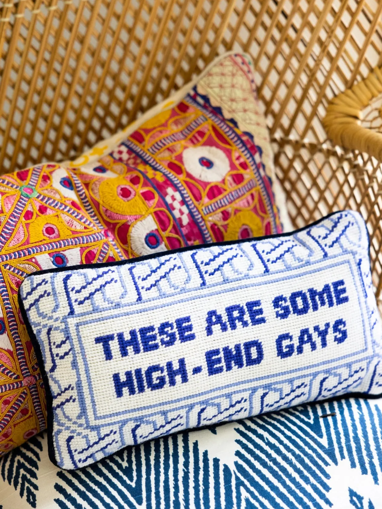 High End Gays Needlepoint Pillow