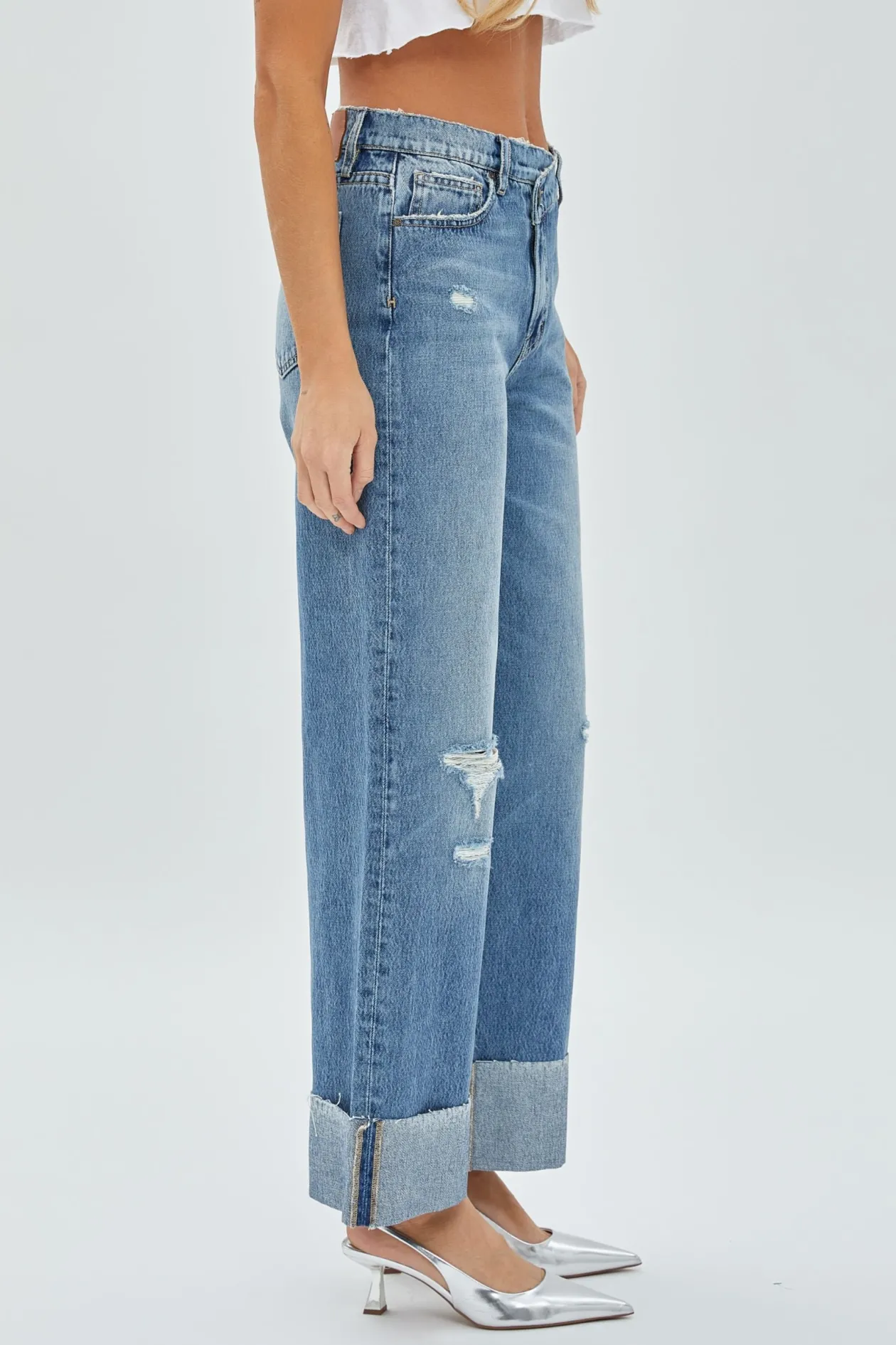 High Waist Dad Crossover Jean