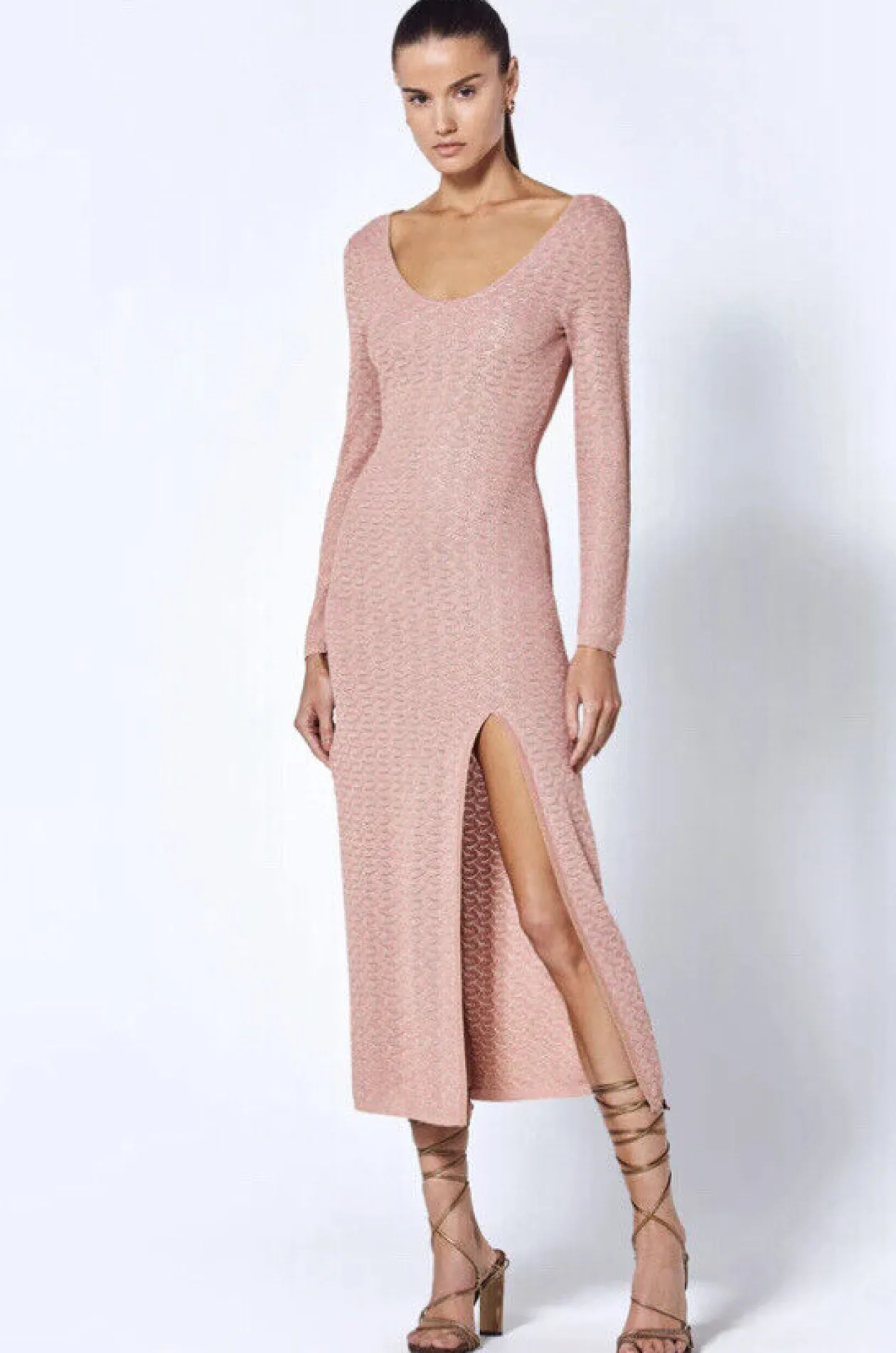 Juliane Knit Maxi Dress in Shimmer Pink