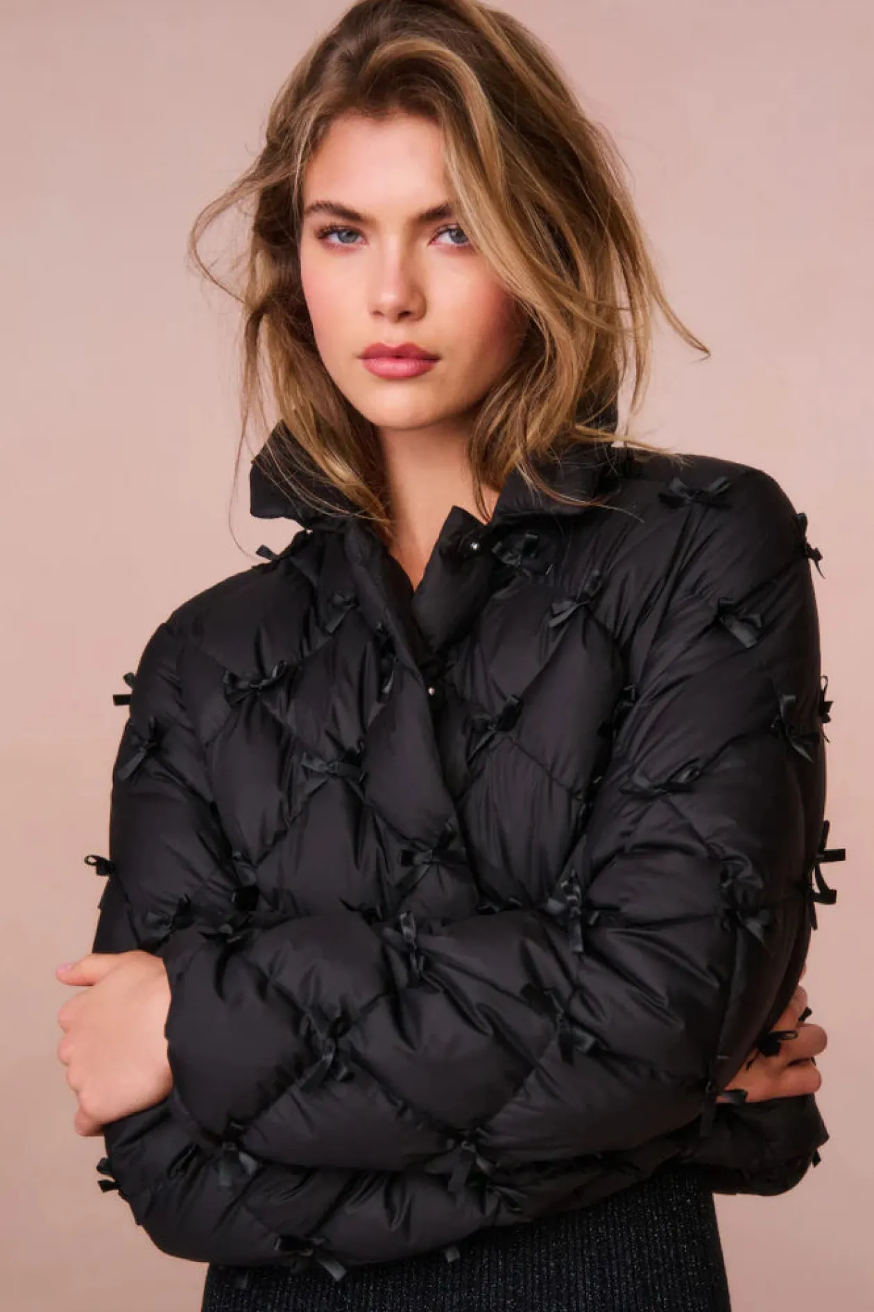 Kasey Quilted Bow Embellished Jacket