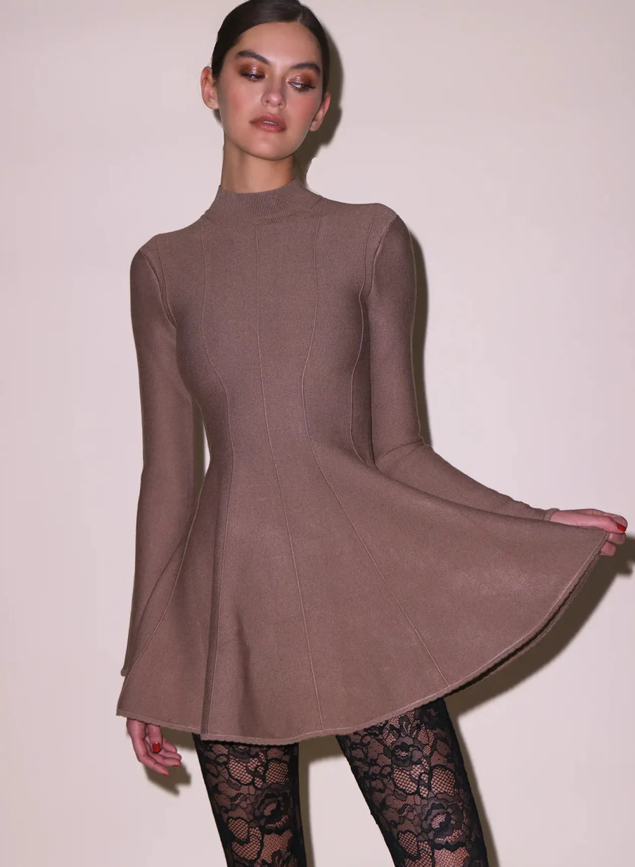 Knit Long Sleeve Corset Dress