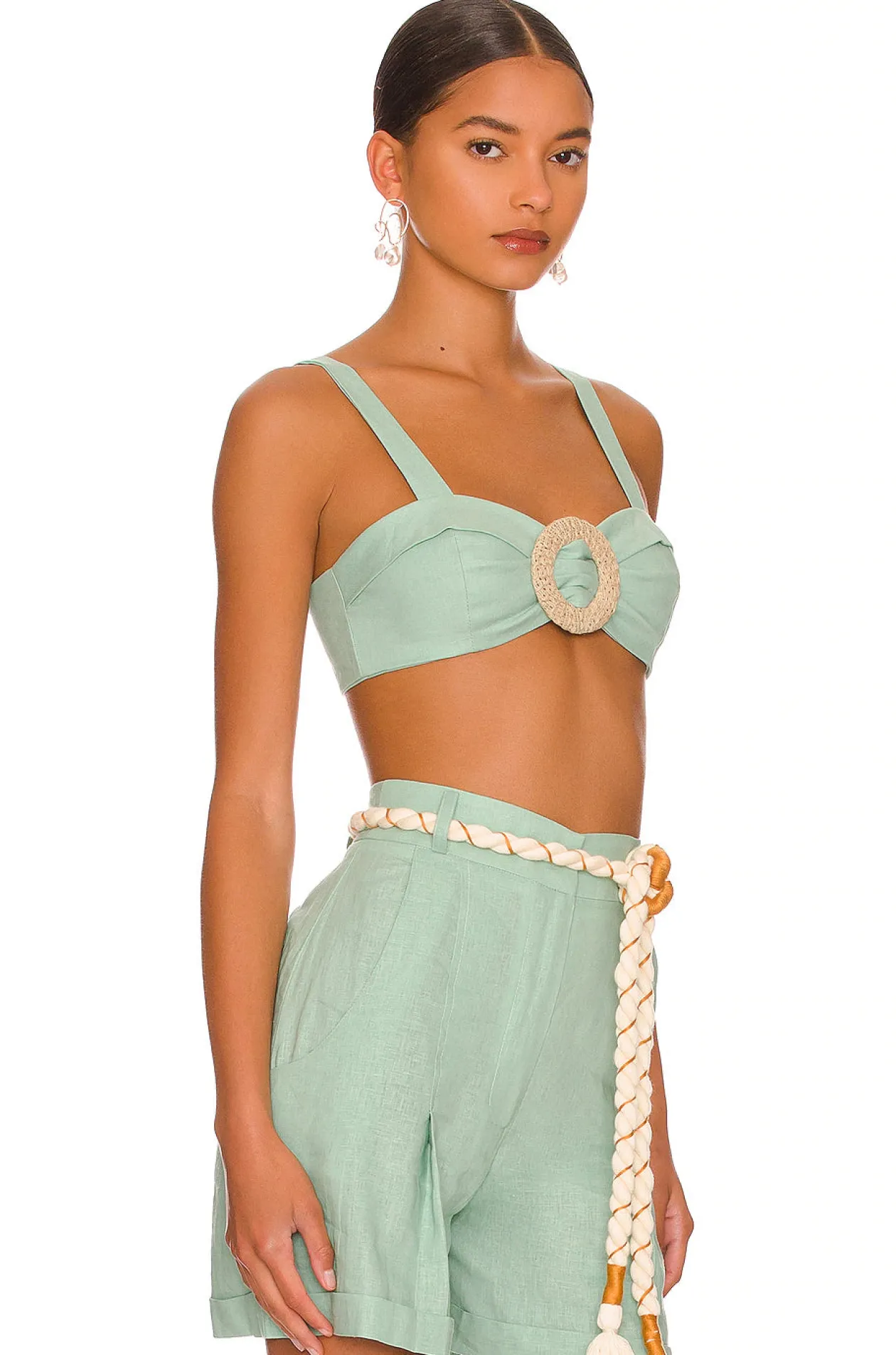 Linen Bralette Top in Limestone