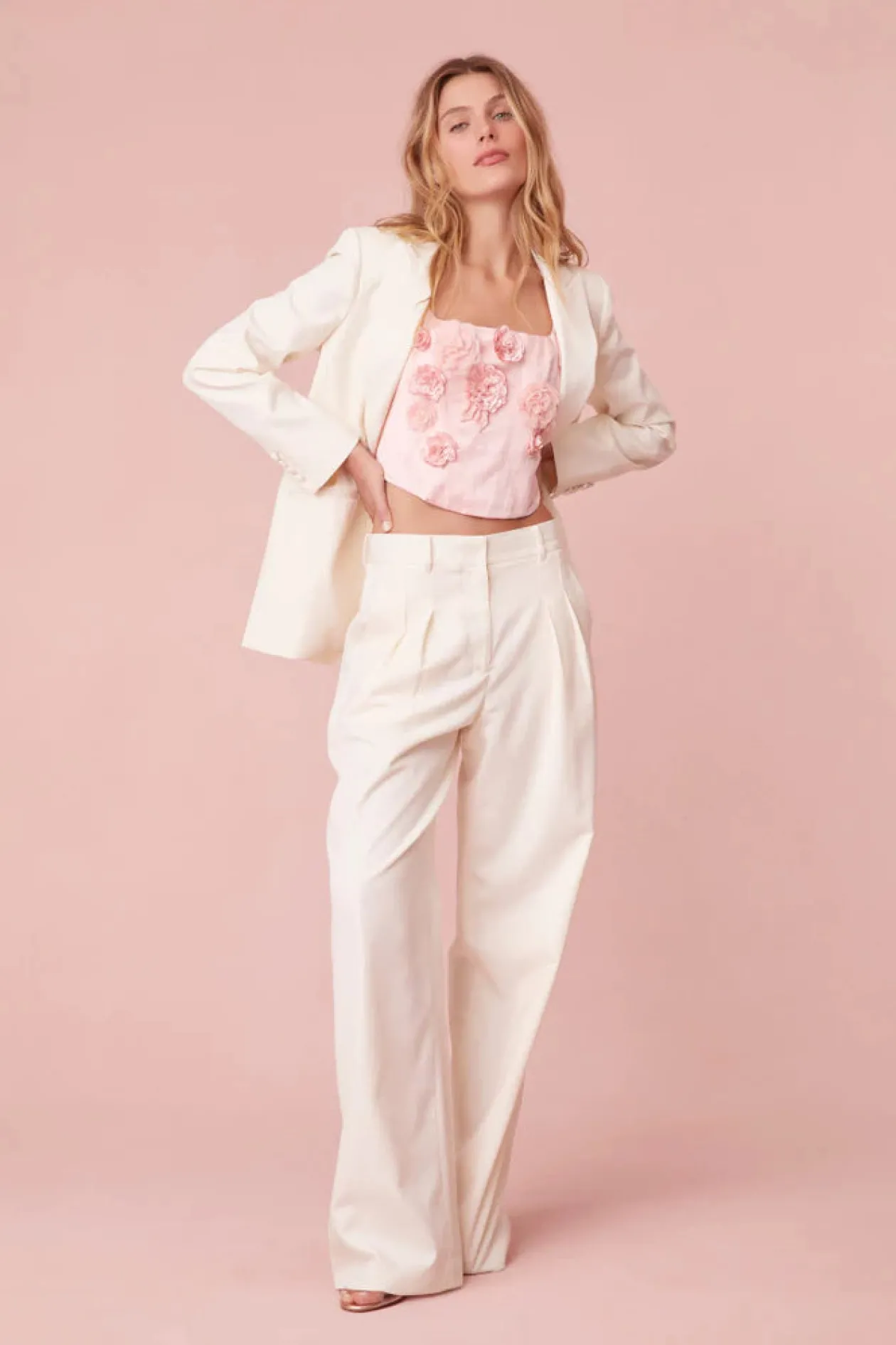 Lorelai Embellished Bustier Top in Rose Champagne