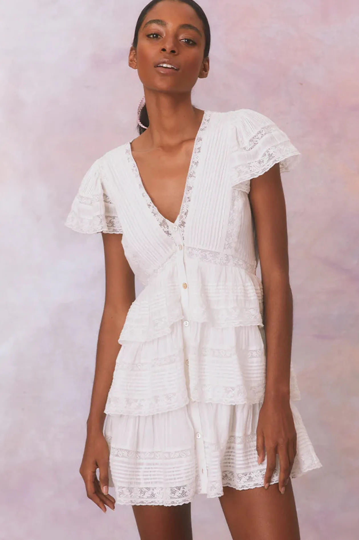 Loveshackfancy Binselle Mini Dress in True White