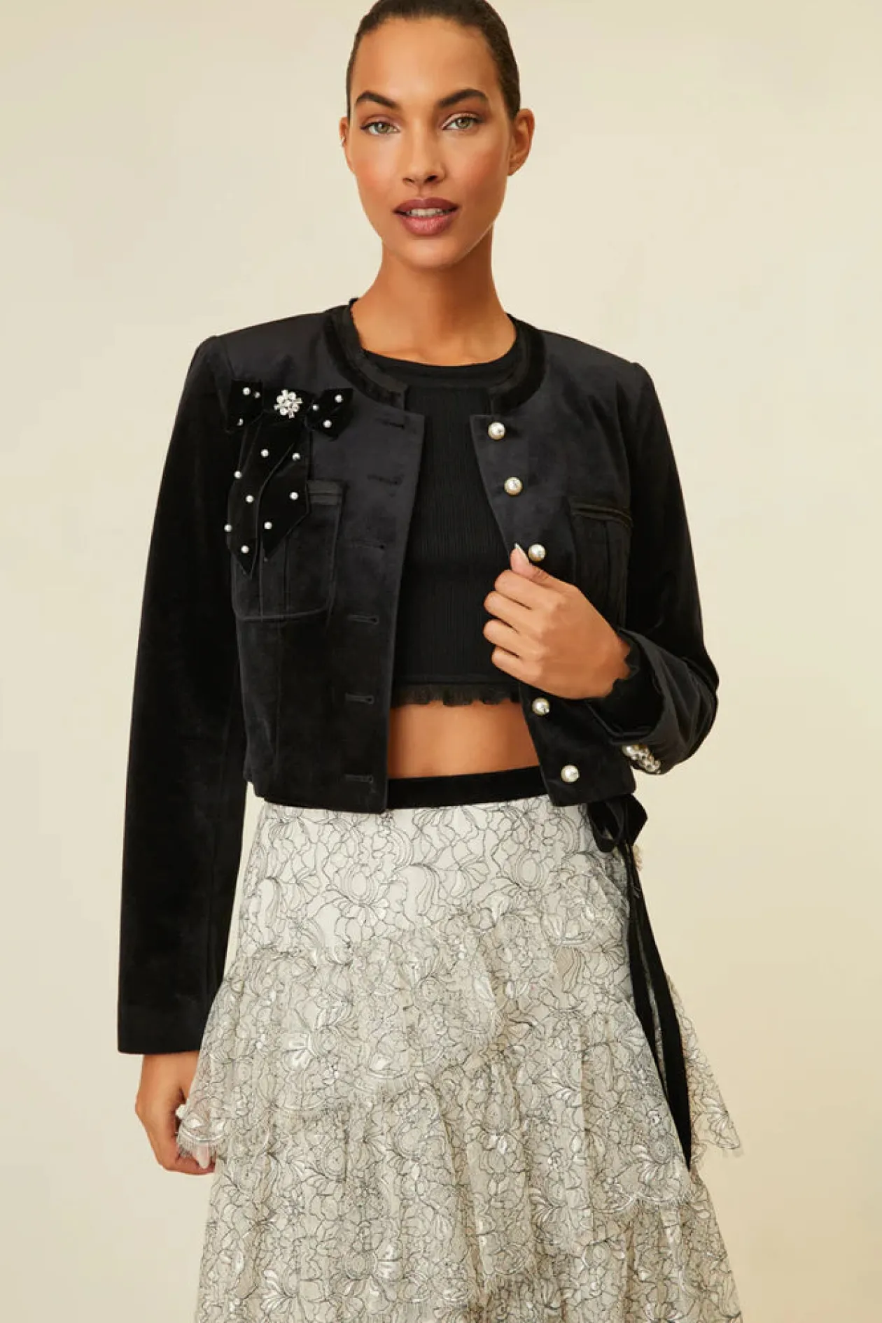 Loveshackfancy Clarkson Crop Jacket
