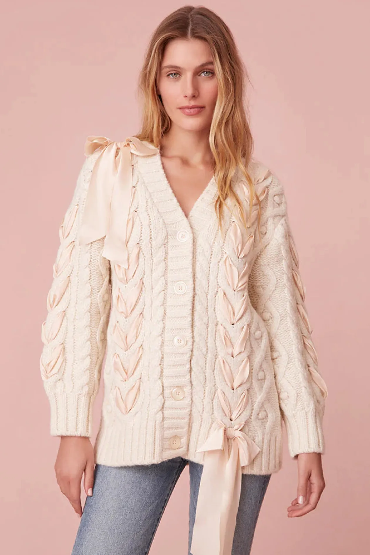 Loveshackfancy Kassius Cardigan in Snow