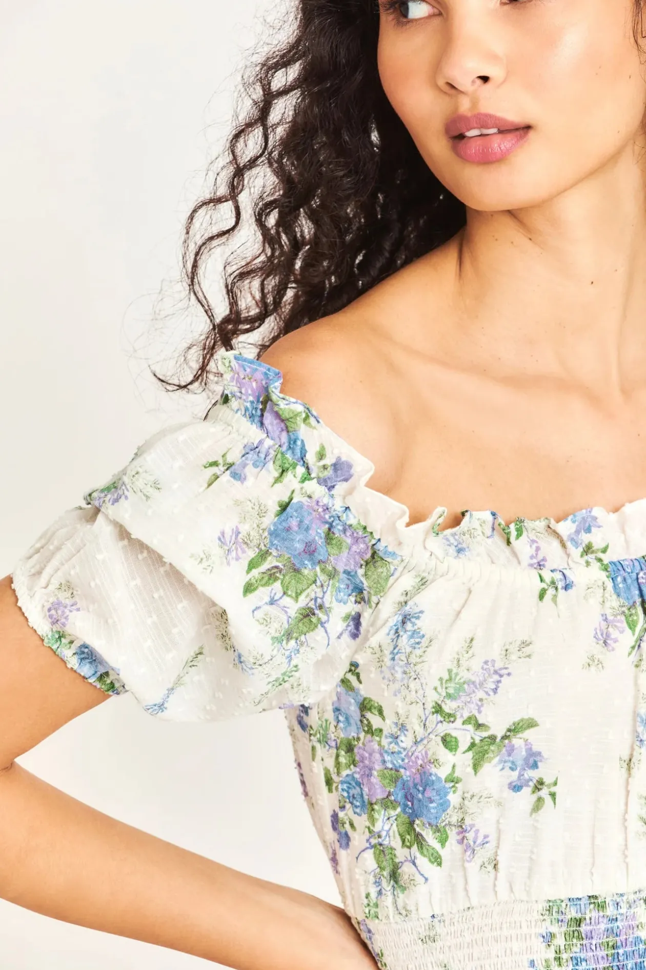 Loveshackfancy Lai Mini Dress in Periwinkle Aqua