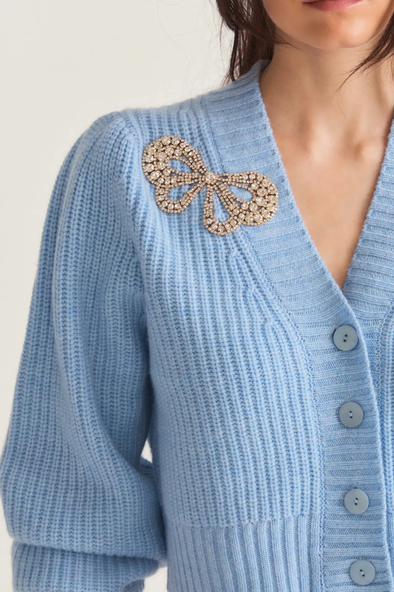 Loveshackfancy Larsa Crop Cardigan in Blue Haze