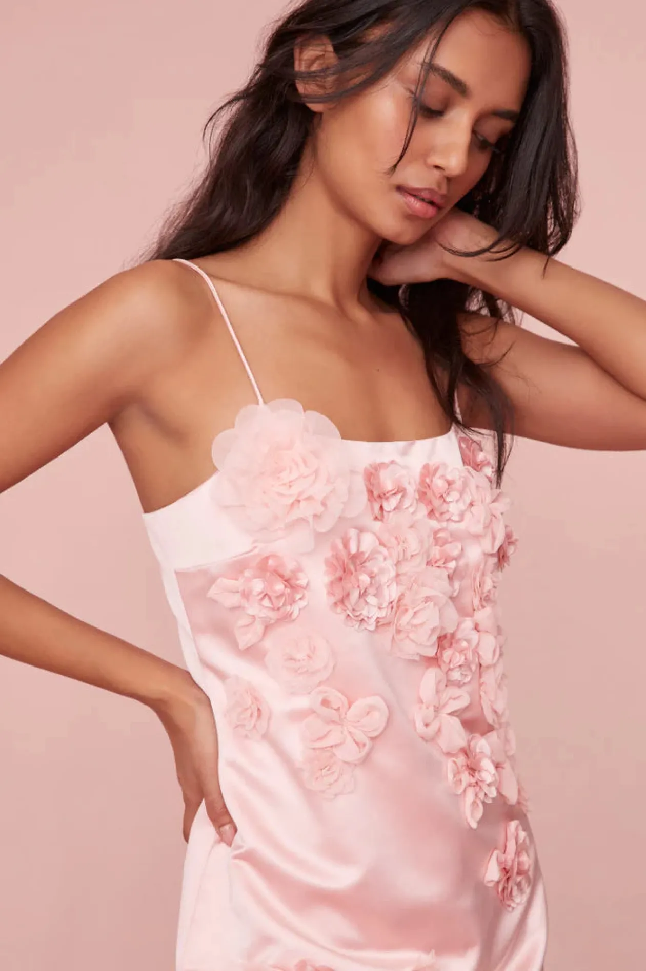 Loveshackfancy Mensa Embellished Mini Dress in Rose Champagne