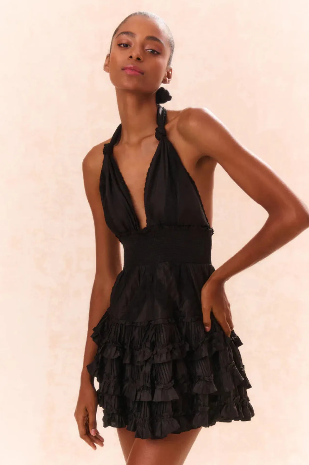 Loveshackfancy Quintelle Ruffle Dress in Black