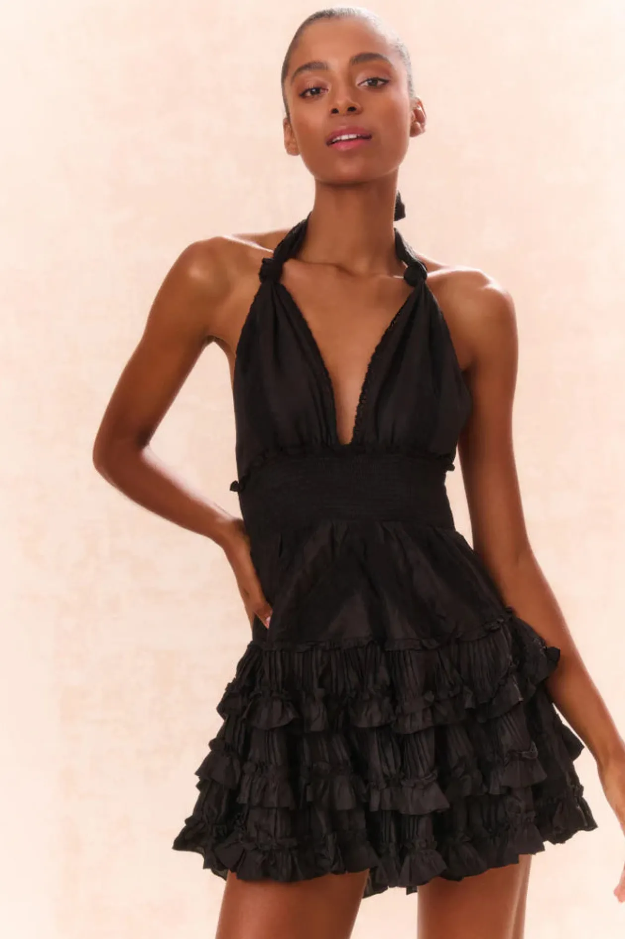 Loveshackfancy Quintelle Ruffle Dress in Black